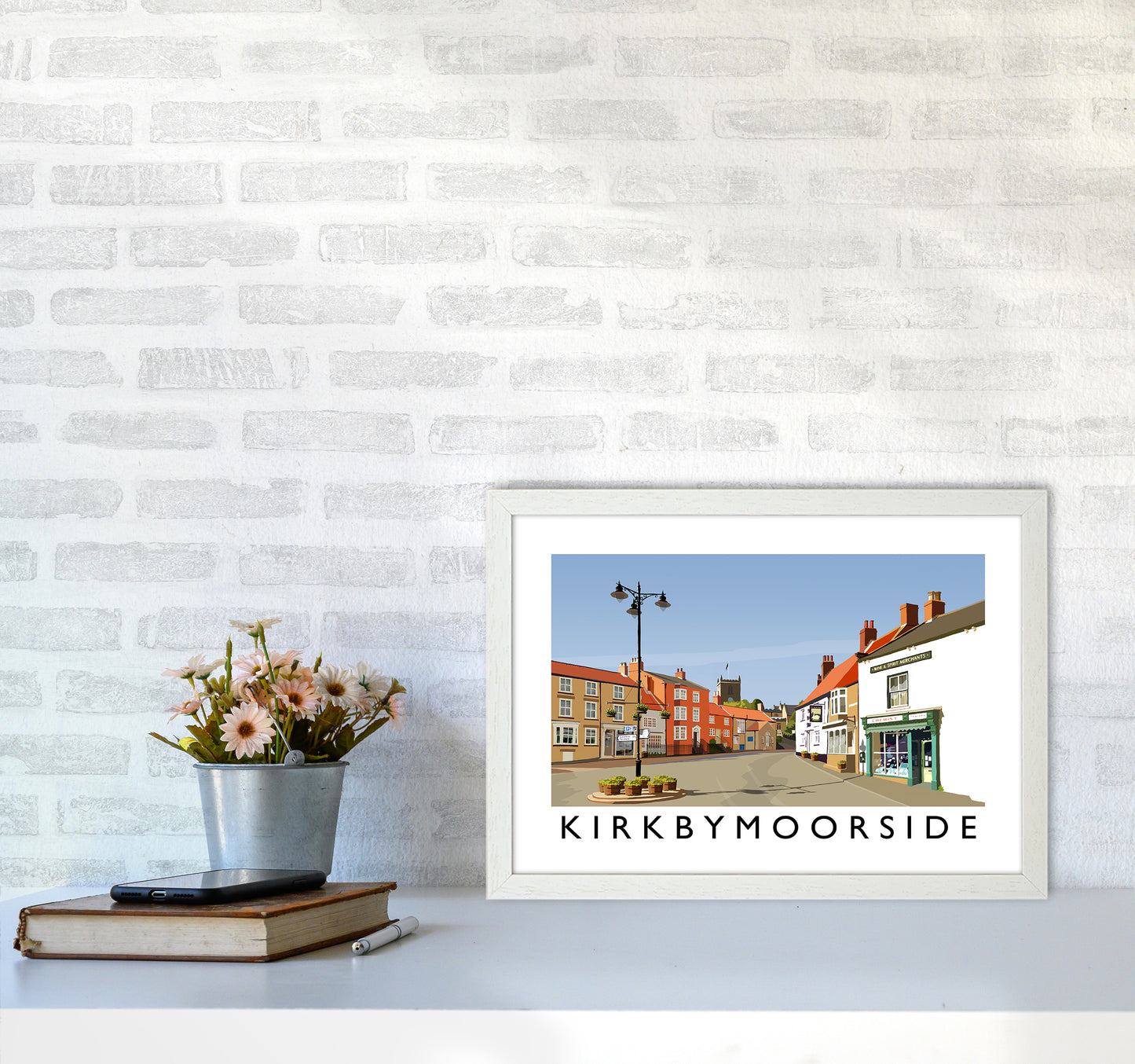 Kirkbymoorside Art Print by Richard O'Neill A3 Oak Frame