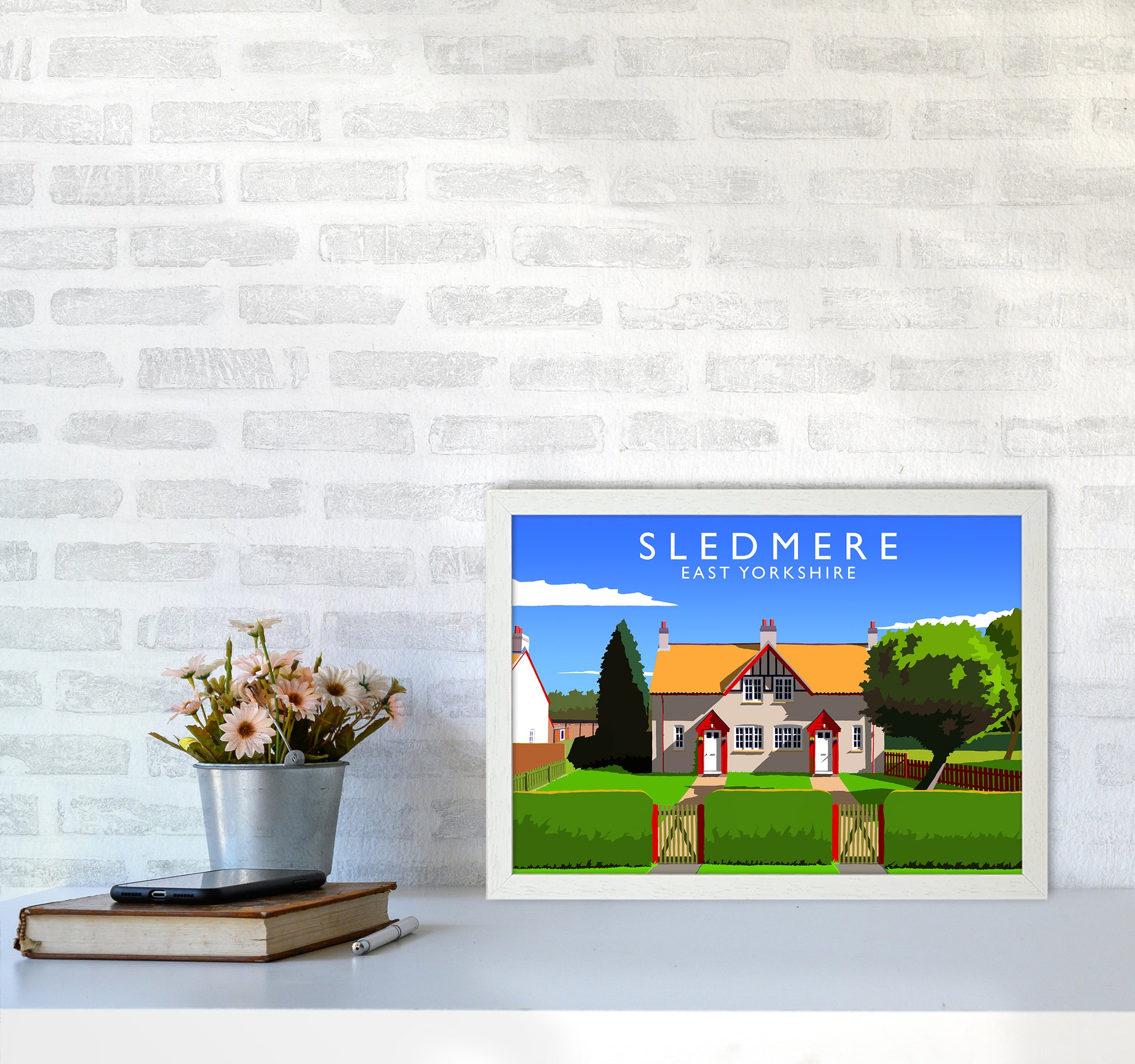 Sledmere Travel Art Print by Richard O'Neill A3 Oak Frame