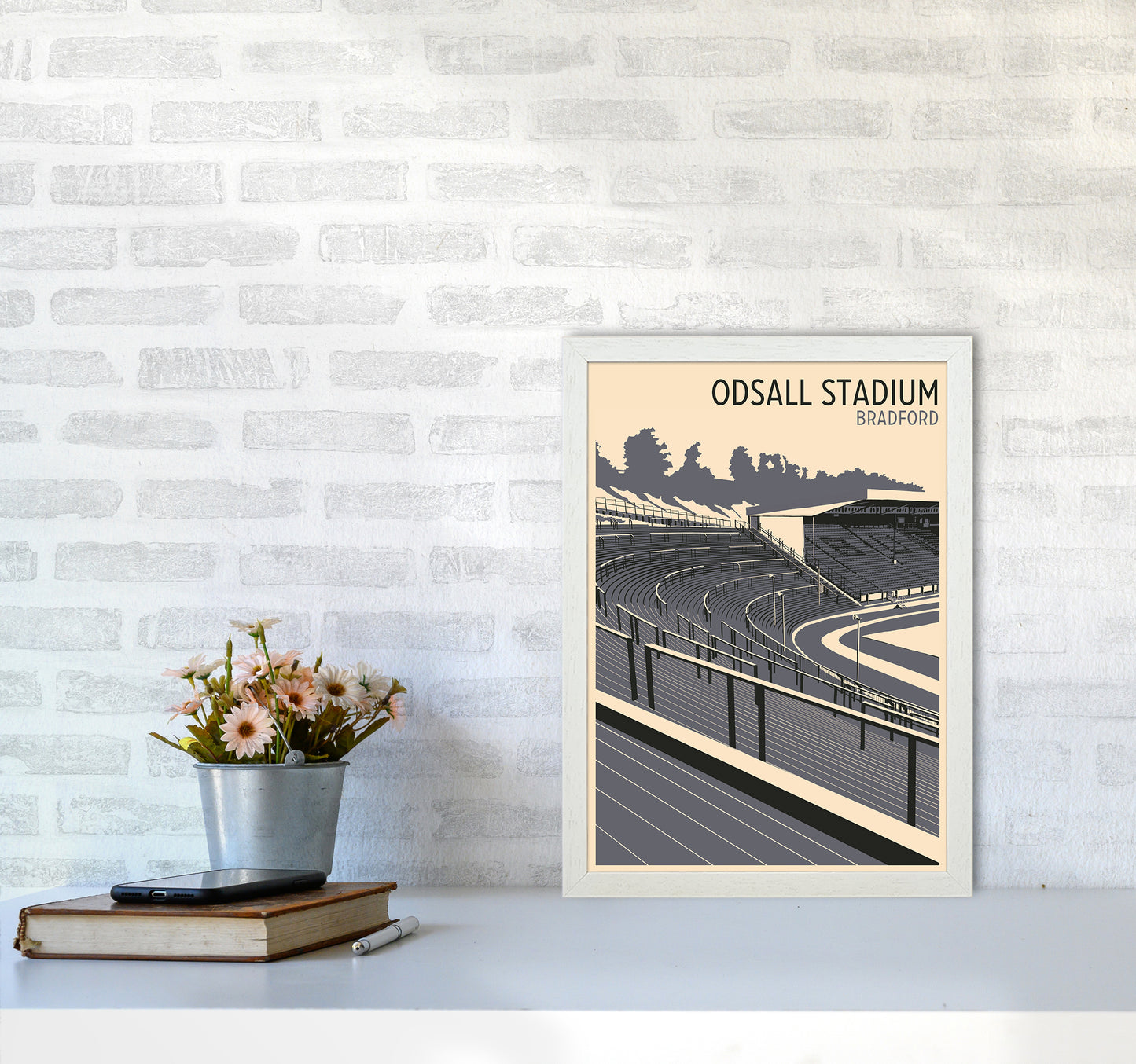 Odsal Stadium, Bradford Travel Art Print by Richard O'Neill A3 Oak Frame