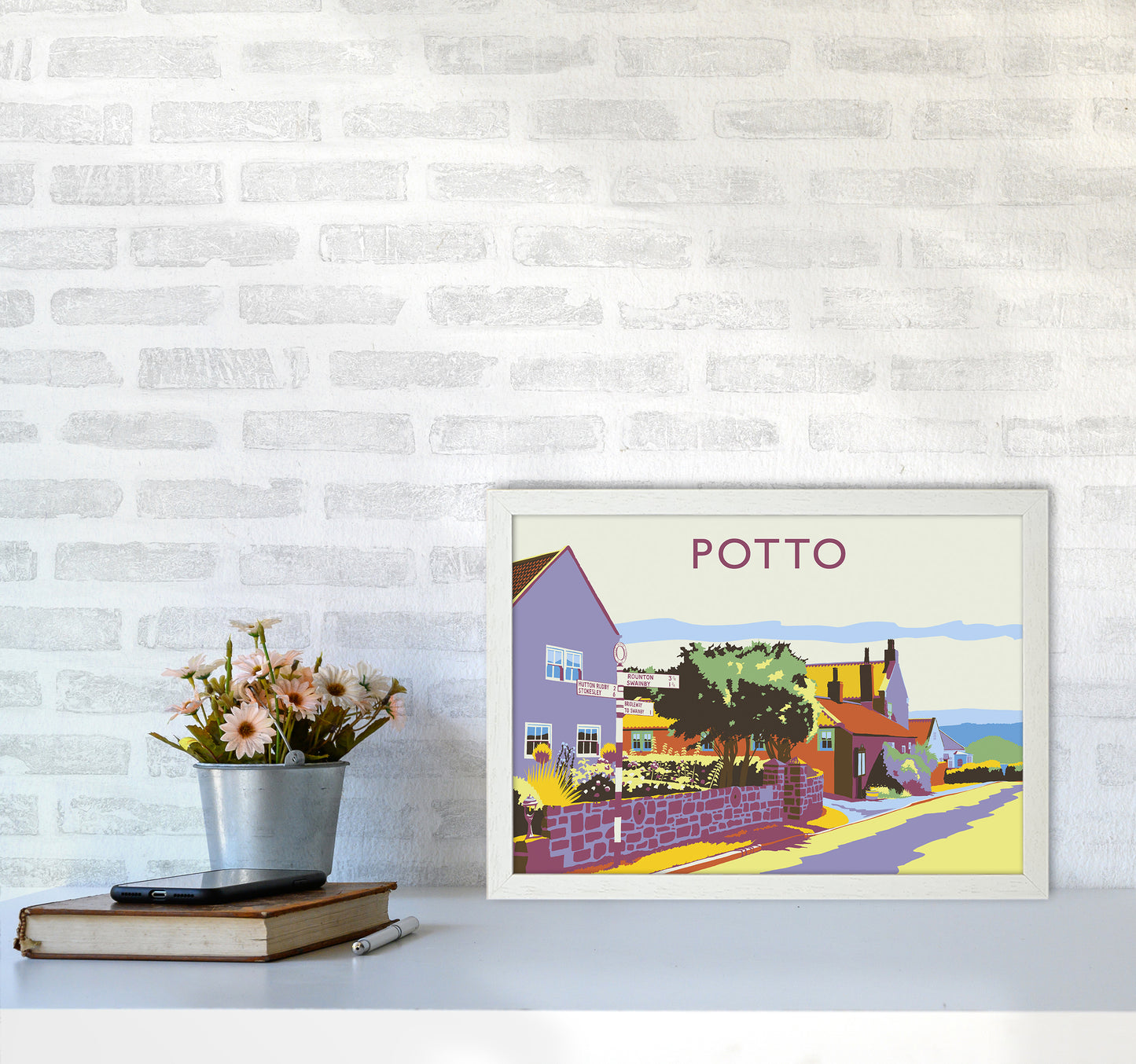 Potto Travel Art Print by Richard O'Neill A3 Oak Frame