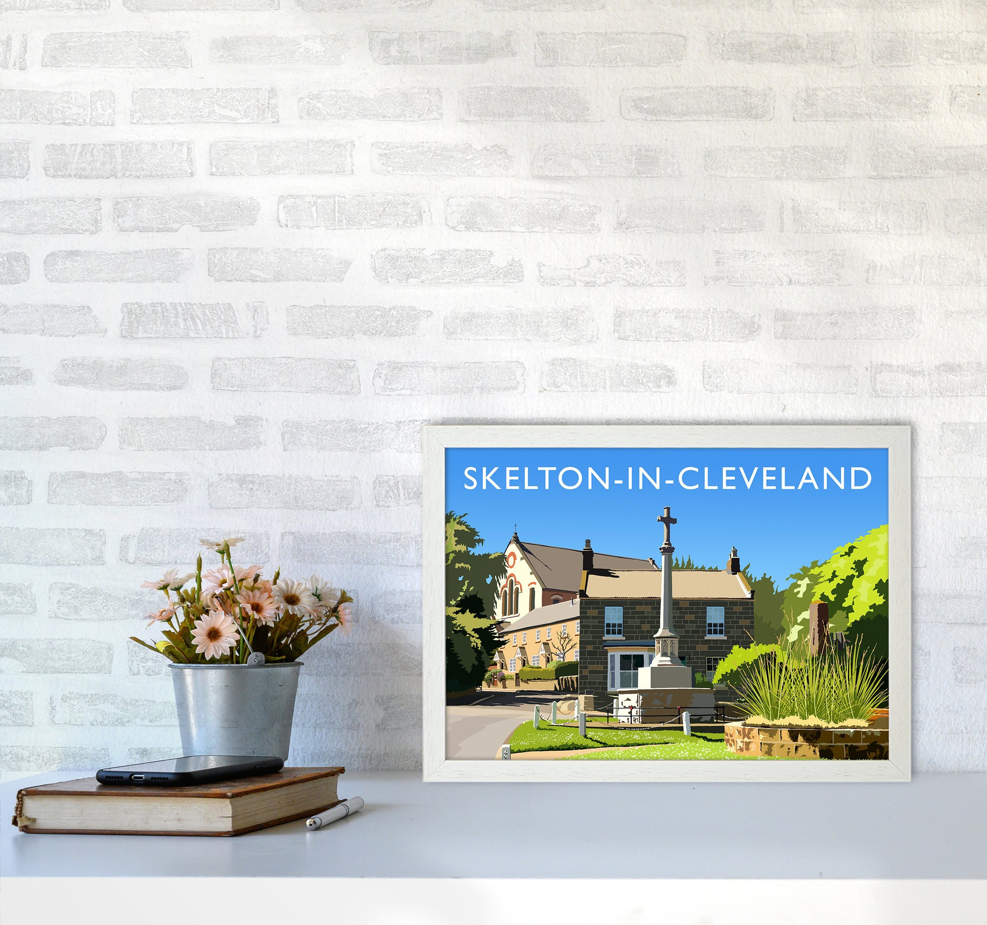 Skelton-in-Cleveland Travel Art Print by Richard O'Neill A3 Oak Frame