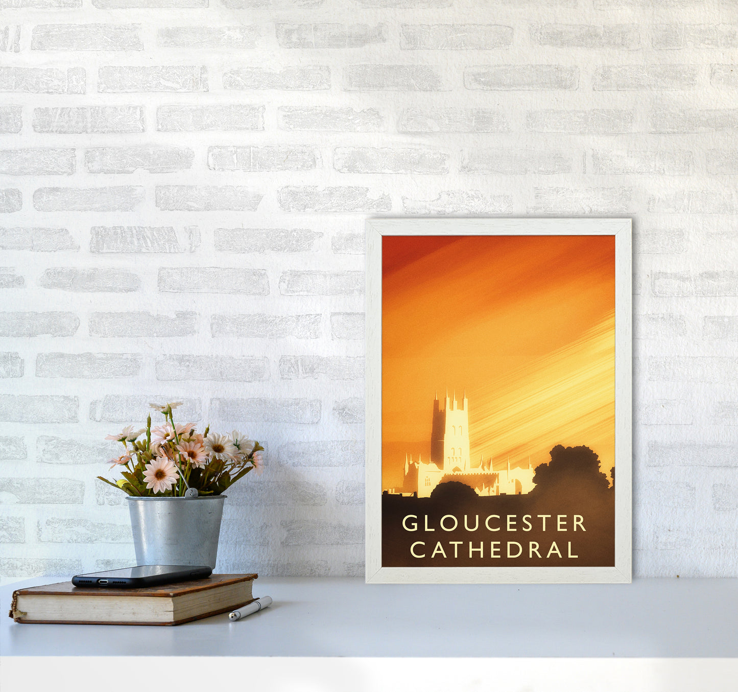 Gloucester Cathedral portrait Travel Art Print by Richard O'Neill A3 Oak Frame