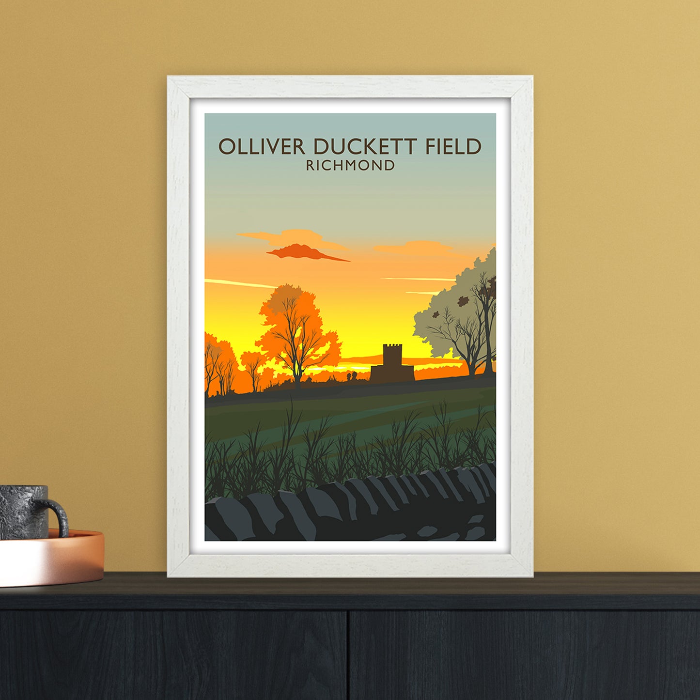 Olliver Duckett Field Portrait Travel Art Print by Richard O'Neill A3 Oak Frame