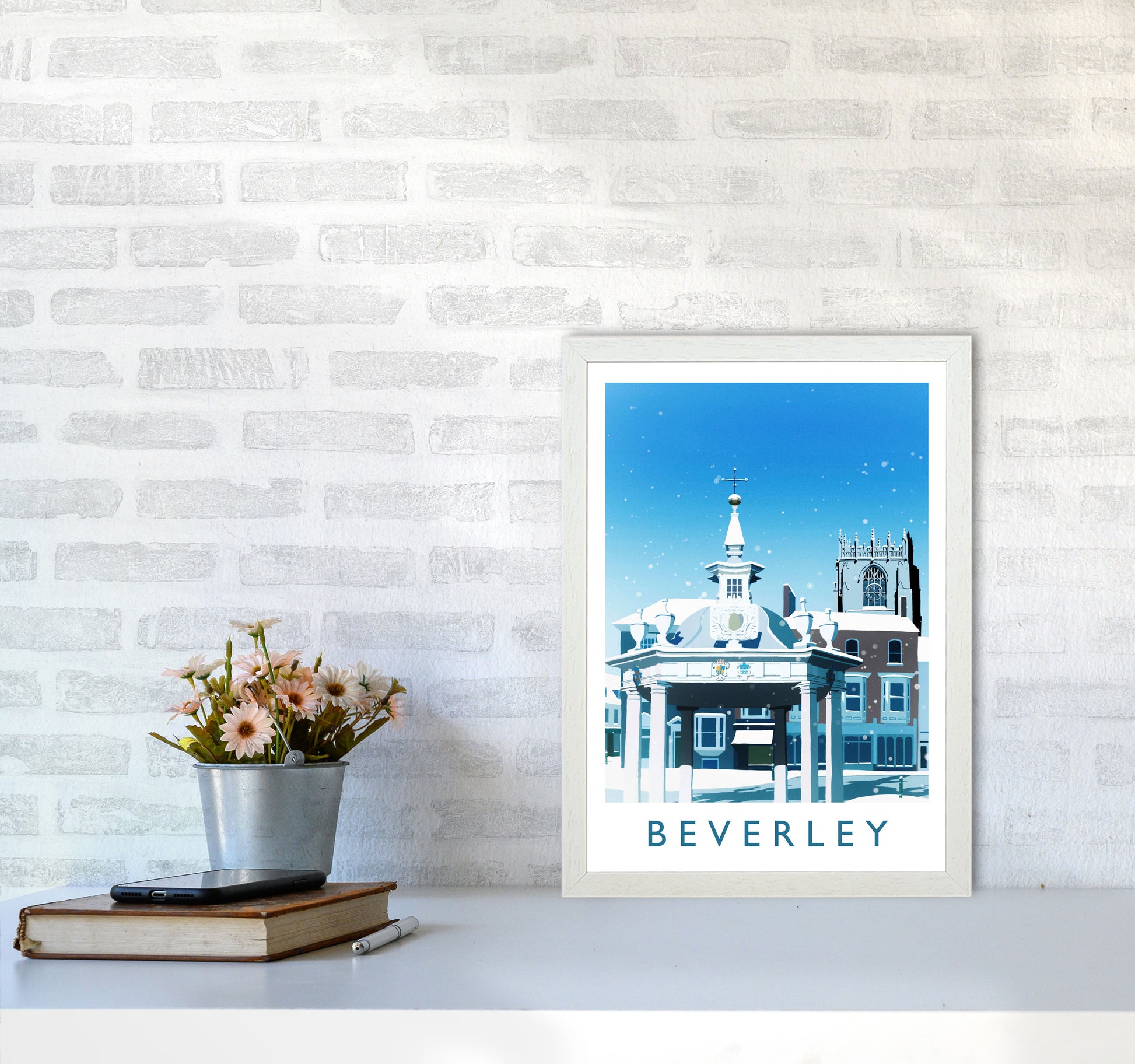 Beverley (Snow) 2 portrait Travel Art Print by Richard O'Neill A3 Oak Frame