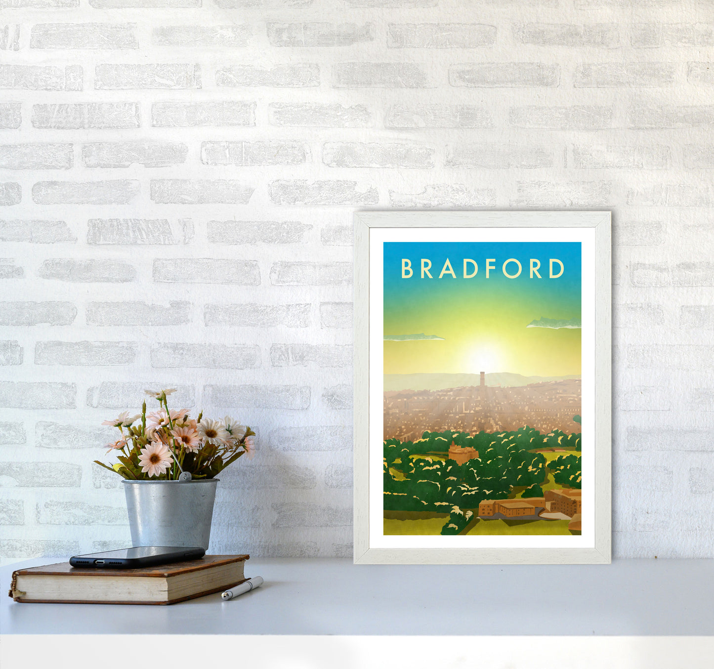 Bradford 2 portrait Travel Art Print by Richard O'Neill A3 Oak Frame