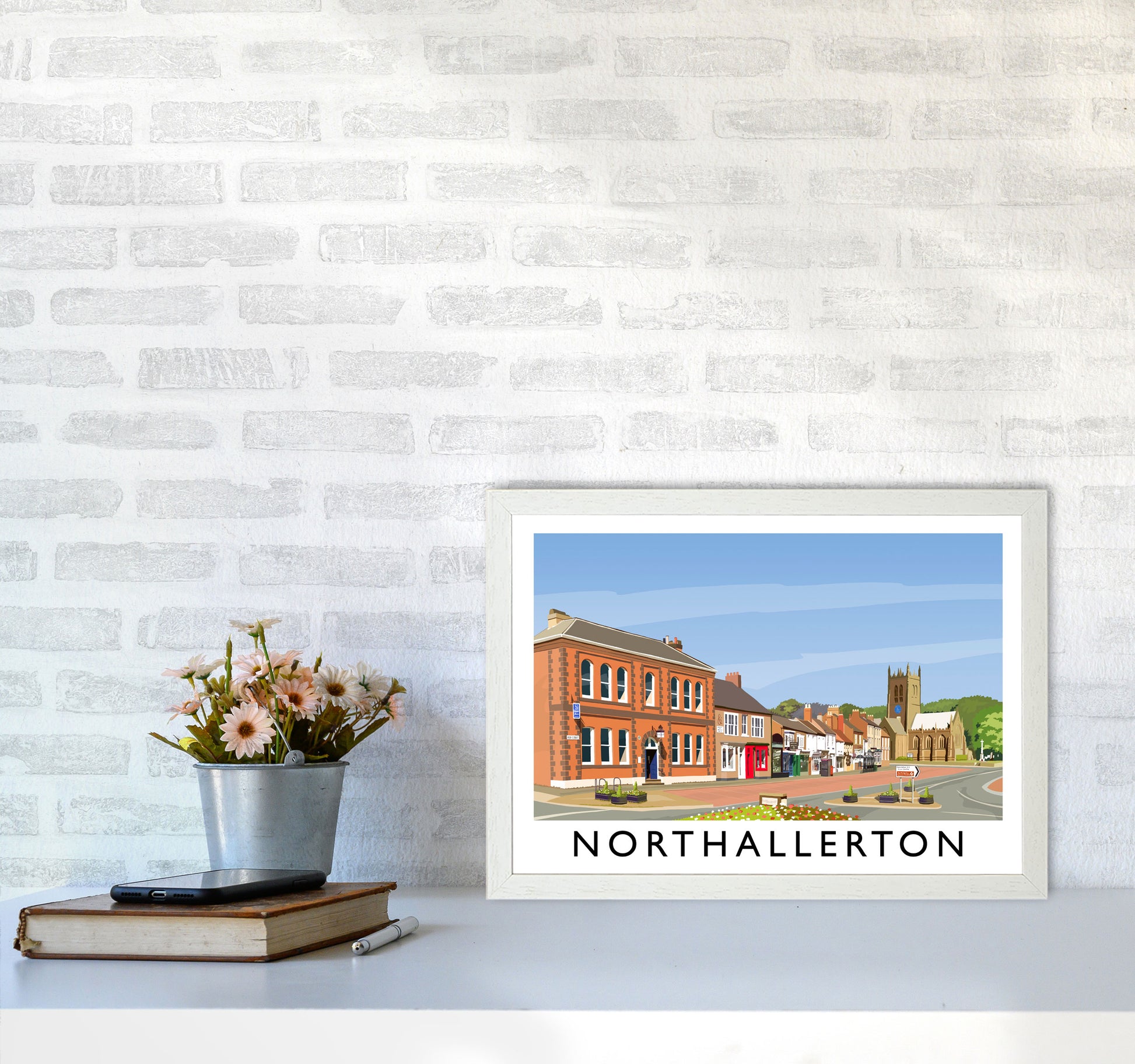 Northallerton 5 Travel Art Print by Richard O'Neill A3 Oak Frame