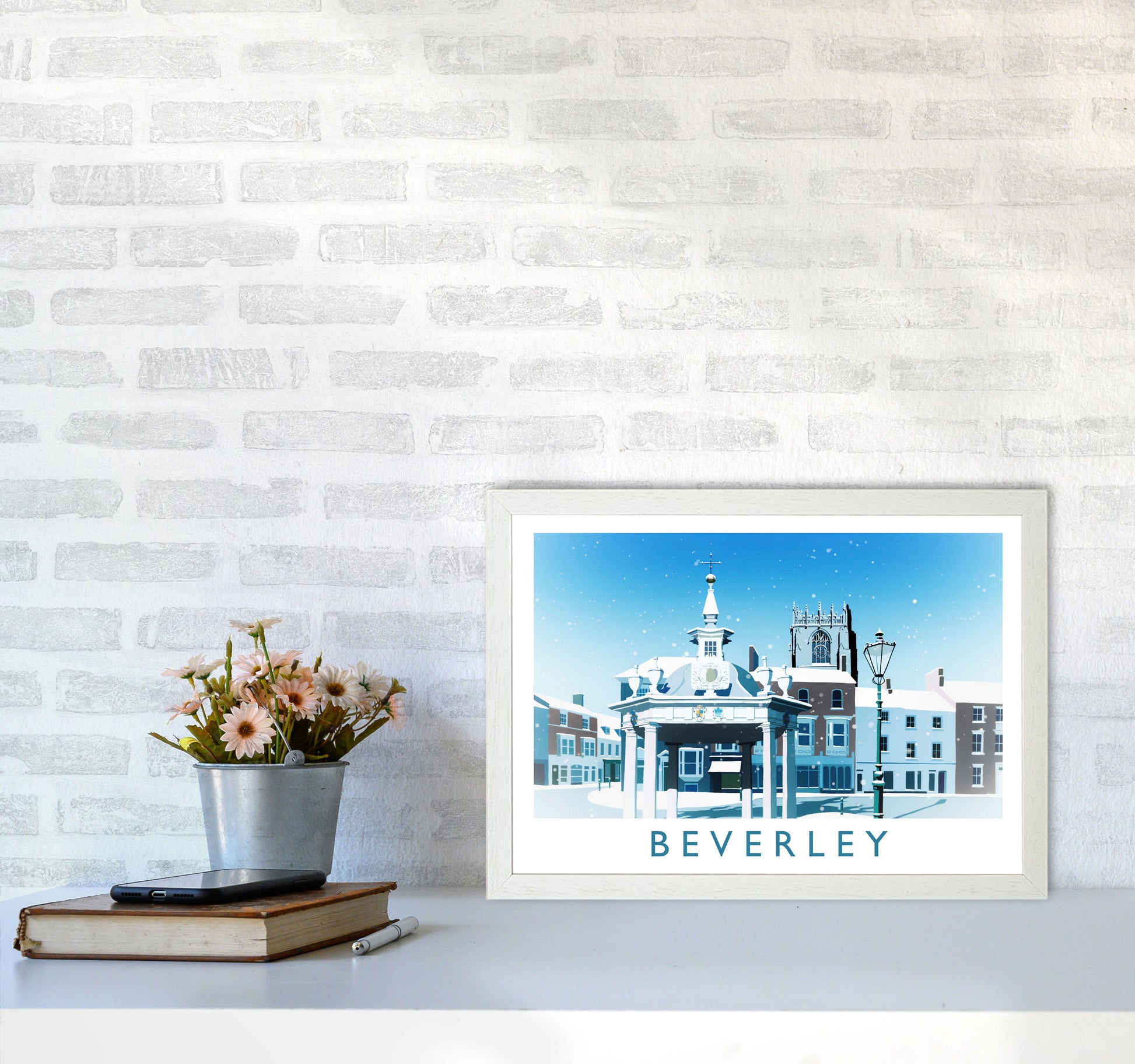 Beverley (Snow) 2 Travel Art Print by Richard O'Neill A3 Oak Frame