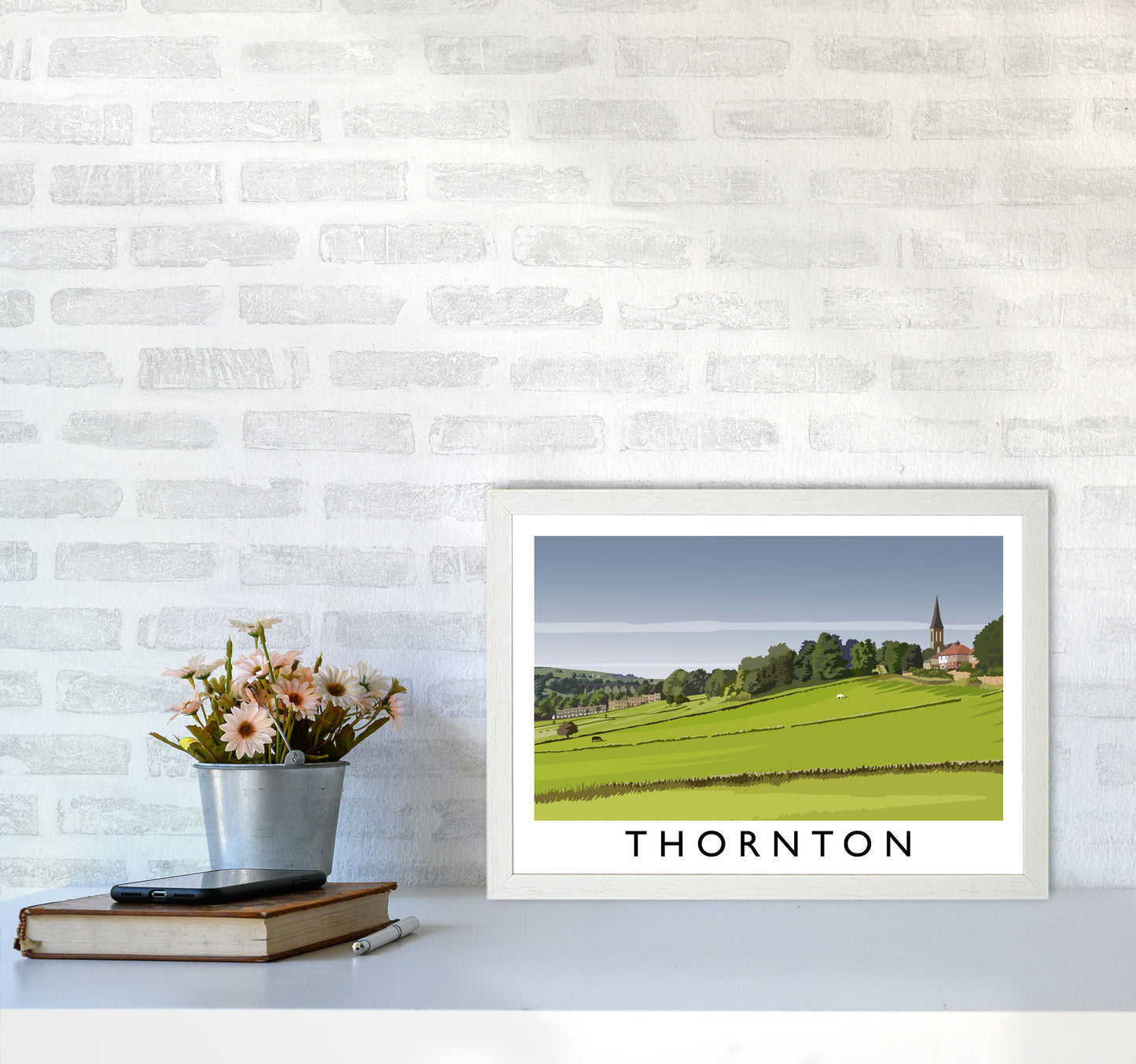 Thornton Travel Art Print by Richard O'Neill A3 Oak Frame