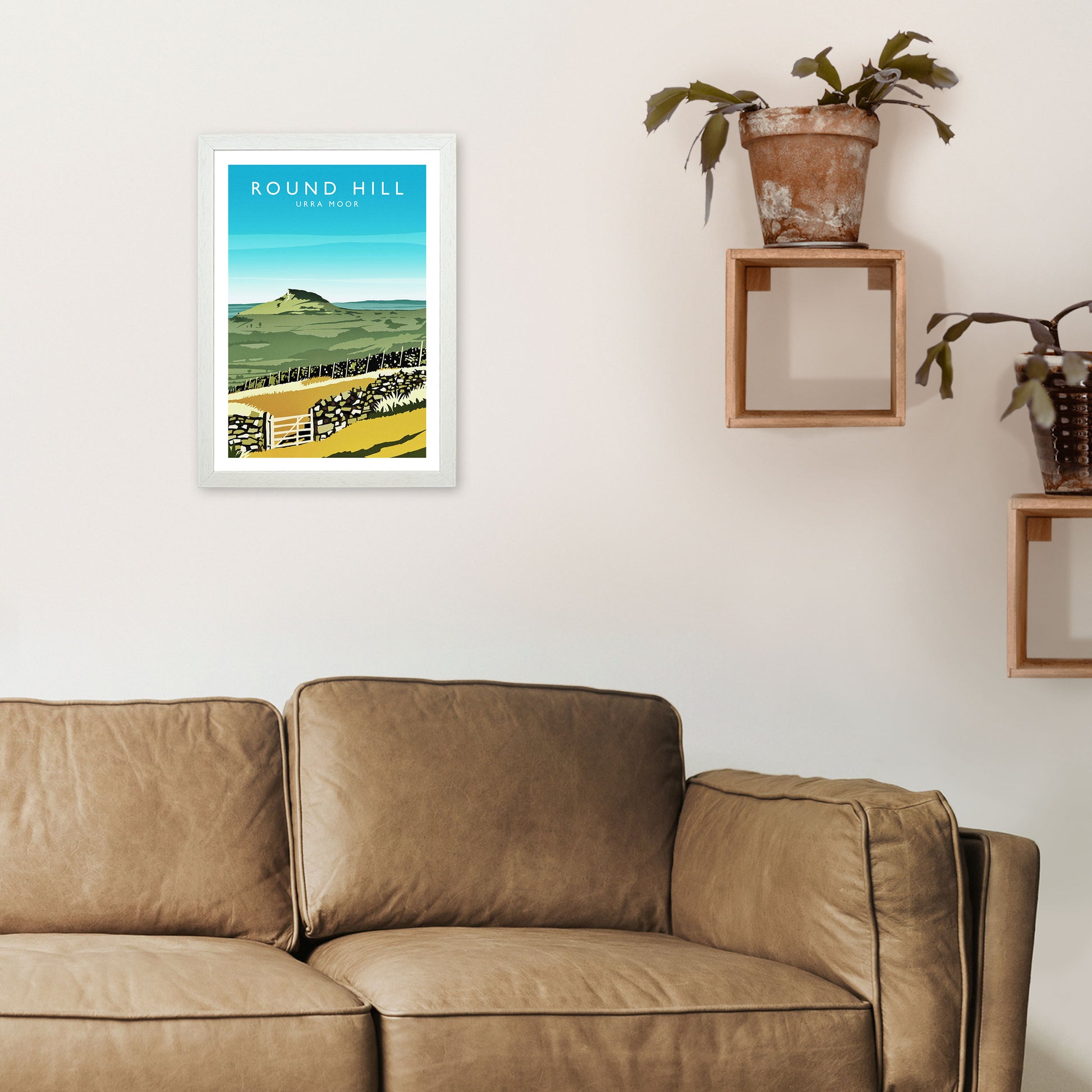 Round Hill Portrait Travel Art Print by Richard O'Neill A3 Oak Frame