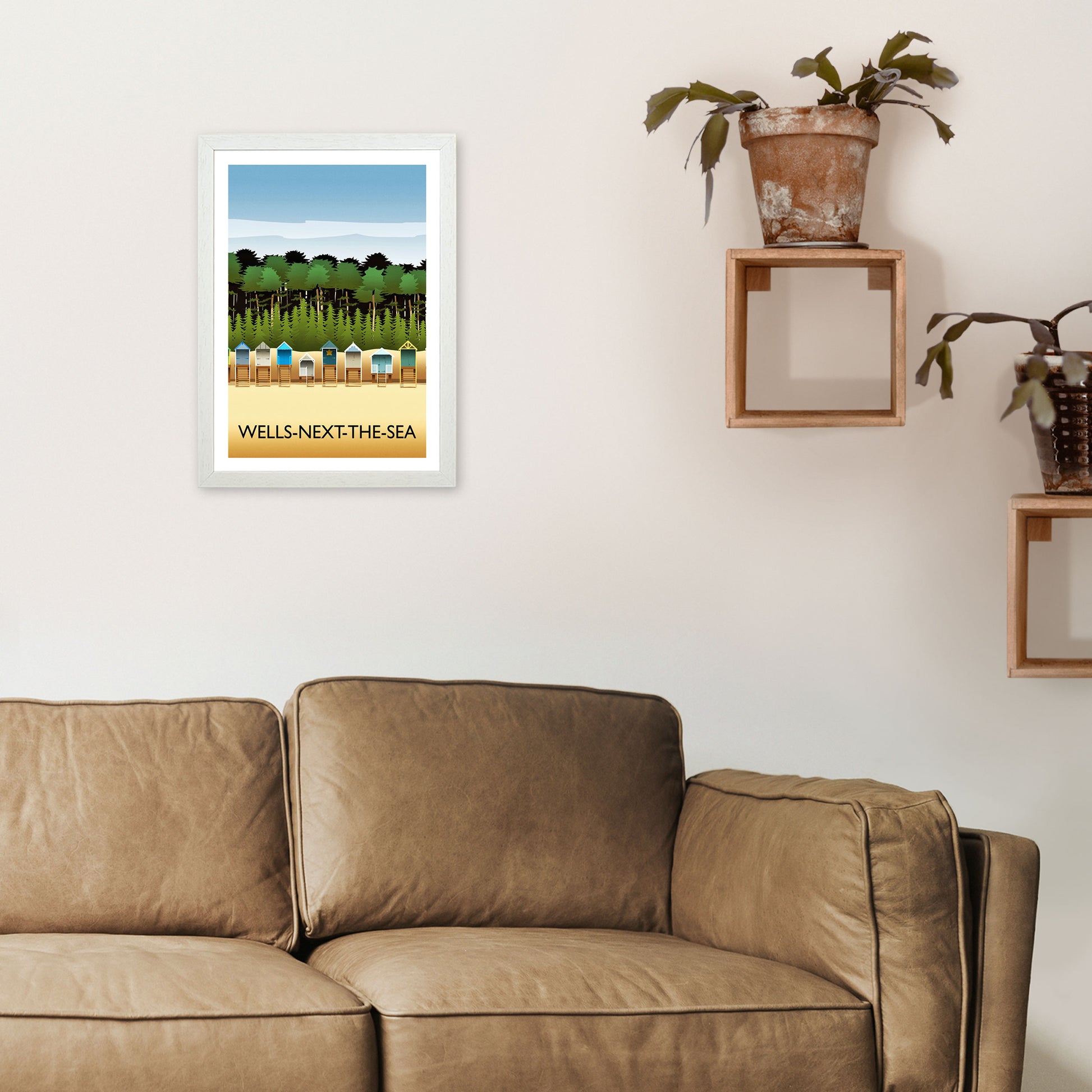 Wells-Next-The-Sea Portrait Travel Art Print by Richard O'Neill A3 Oak Frame