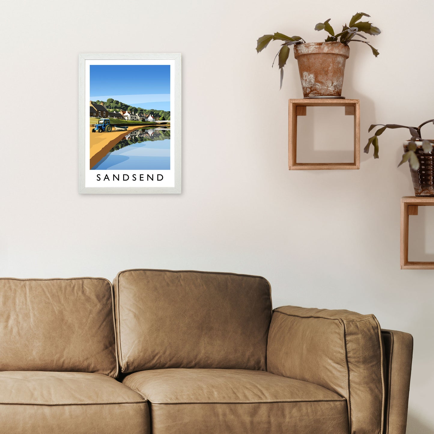 Sandsend 5 Portrait Travel Art Print by Richard O'Neill A3 Oak Frame