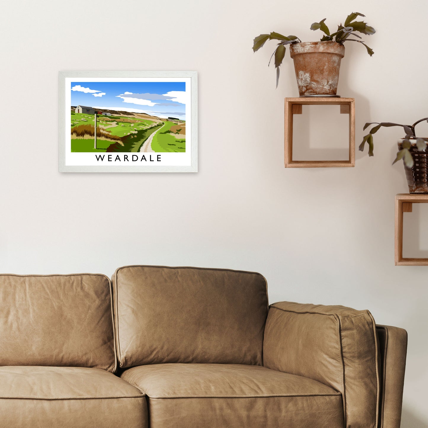 Weardale Travel Art Print by Richard O'Neill A3 Oak Frame