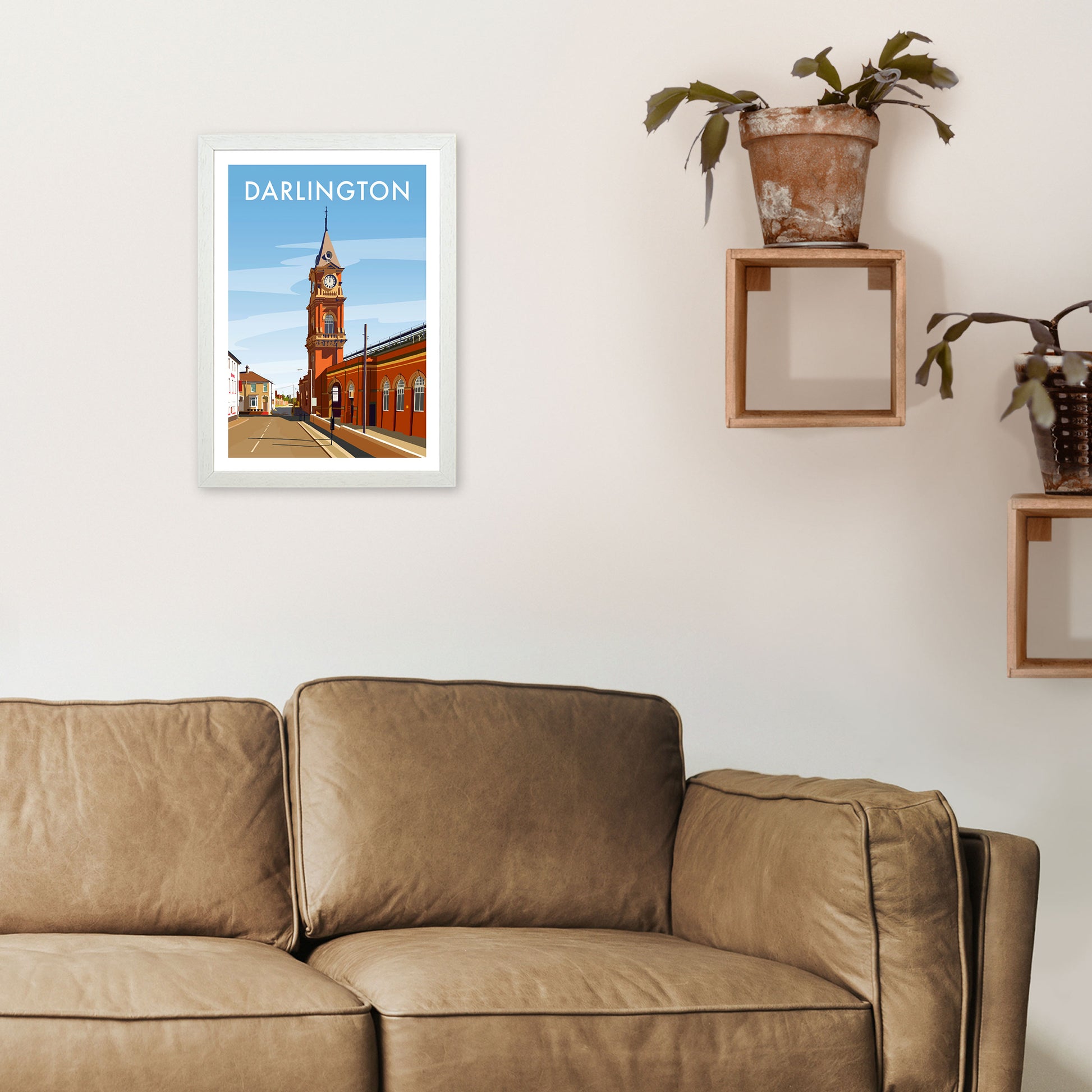 Darlington 3 Travel Art Print by Richard O'Neill A3 Oak Frame