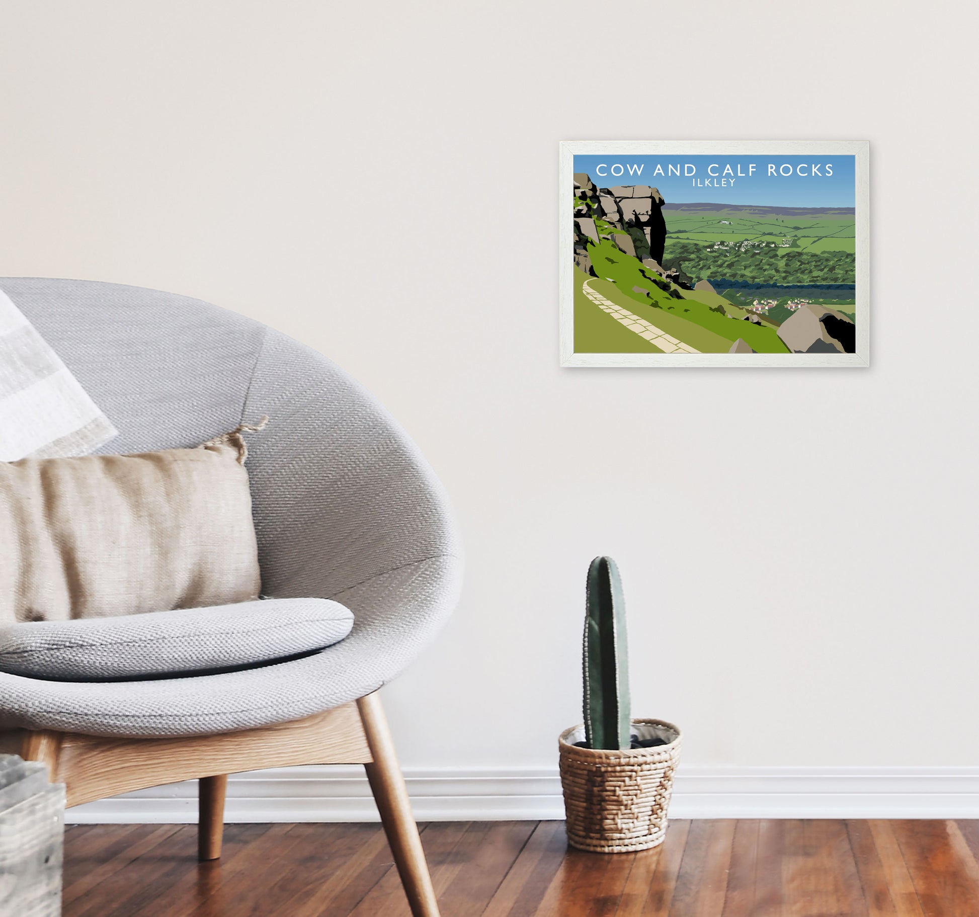 Cow and Calf Rocks Ilkley Framed Digital Art Print by Richard O'Neill A3 Oak Frame