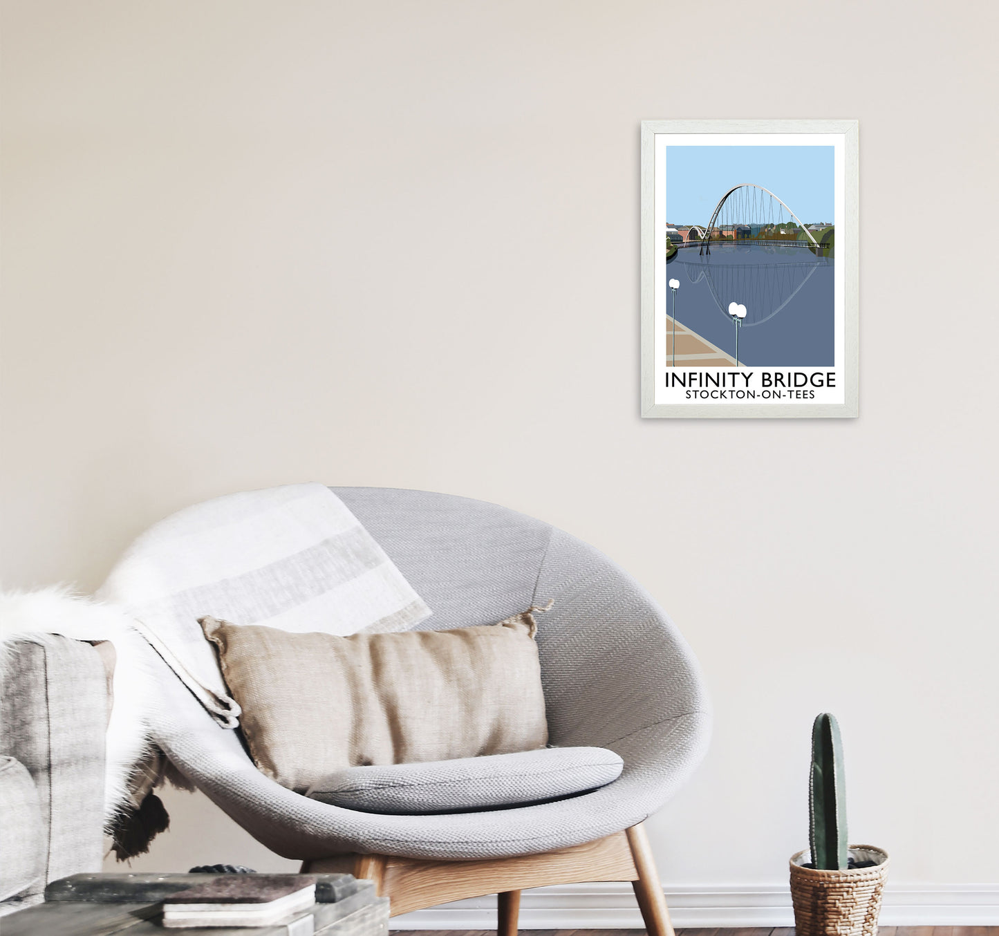 Infinity Bridge Stockton-On-Tees Art Print by Richard O'Neill A3 Oak Frame