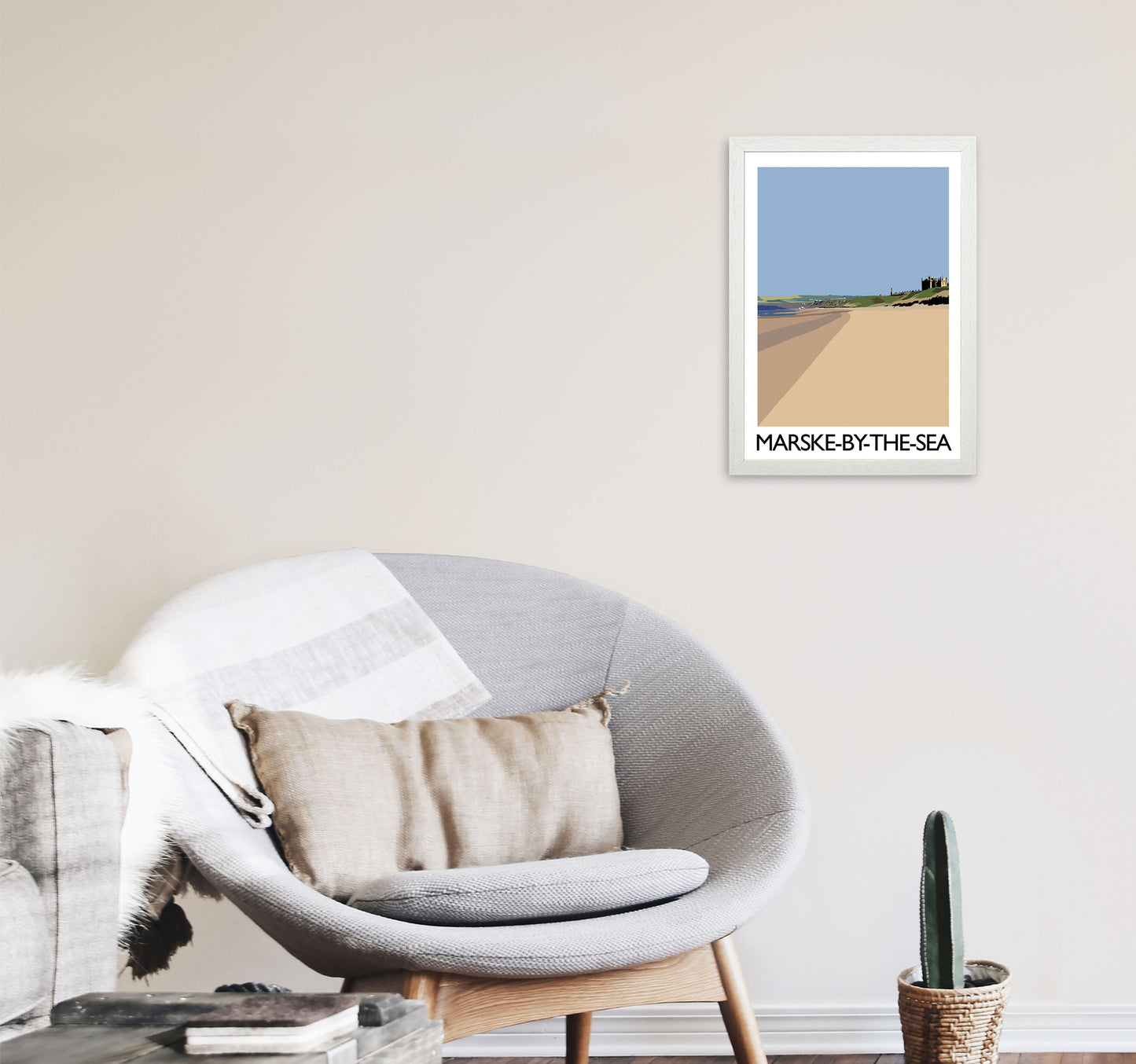 Marske-By-the-Sea Art Print by Richard O'Neill A3 Oak Frame