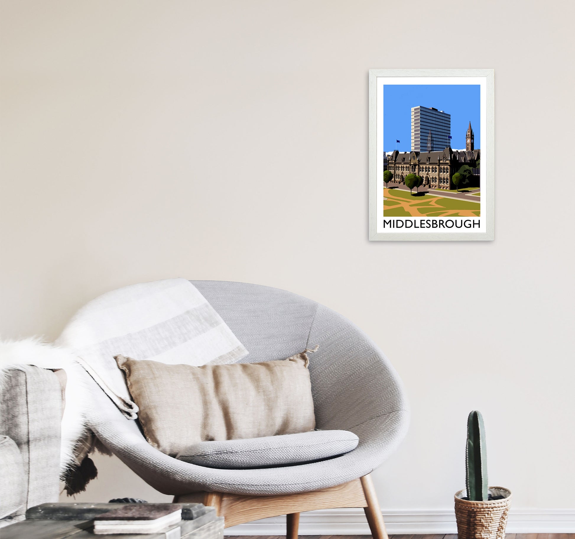 Middlesbrough Art Print by Richard O'Neill A3 Oak Frame