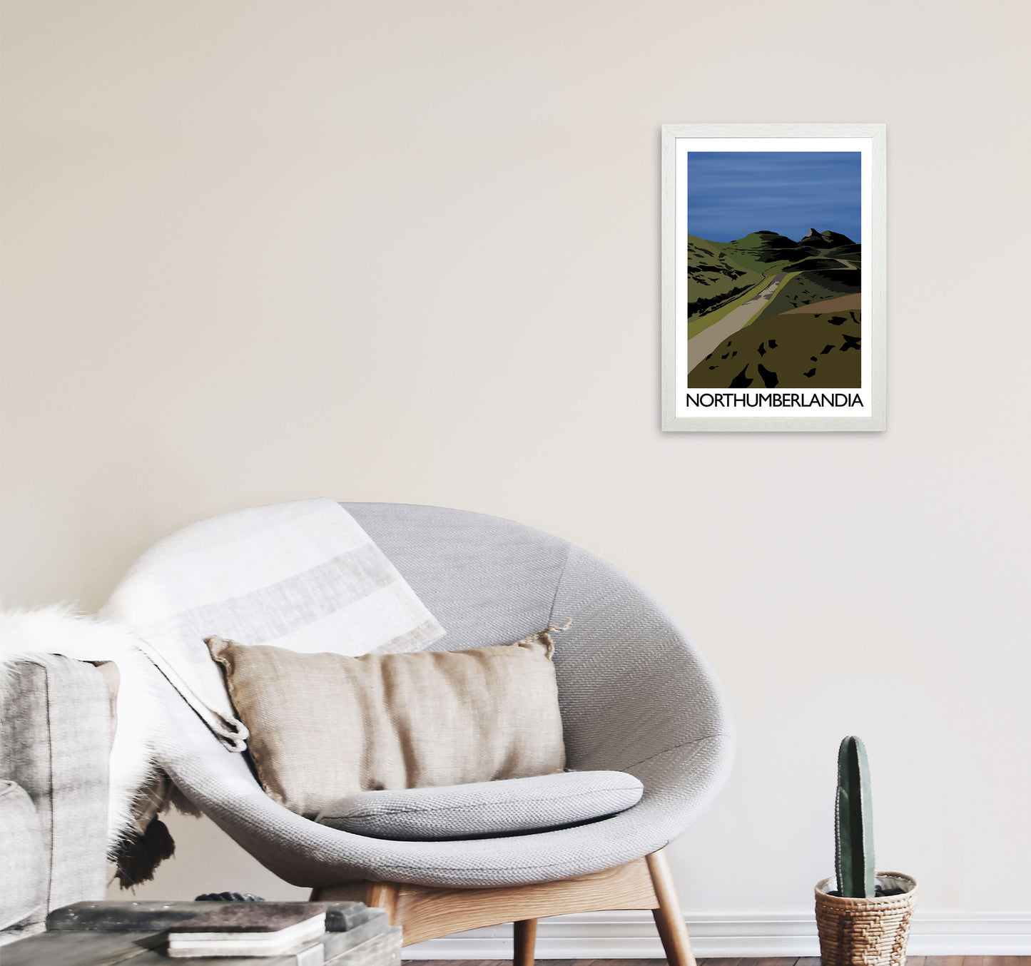 Northumberlandia Art Print by Richard O'Neill A3 Oak Frame