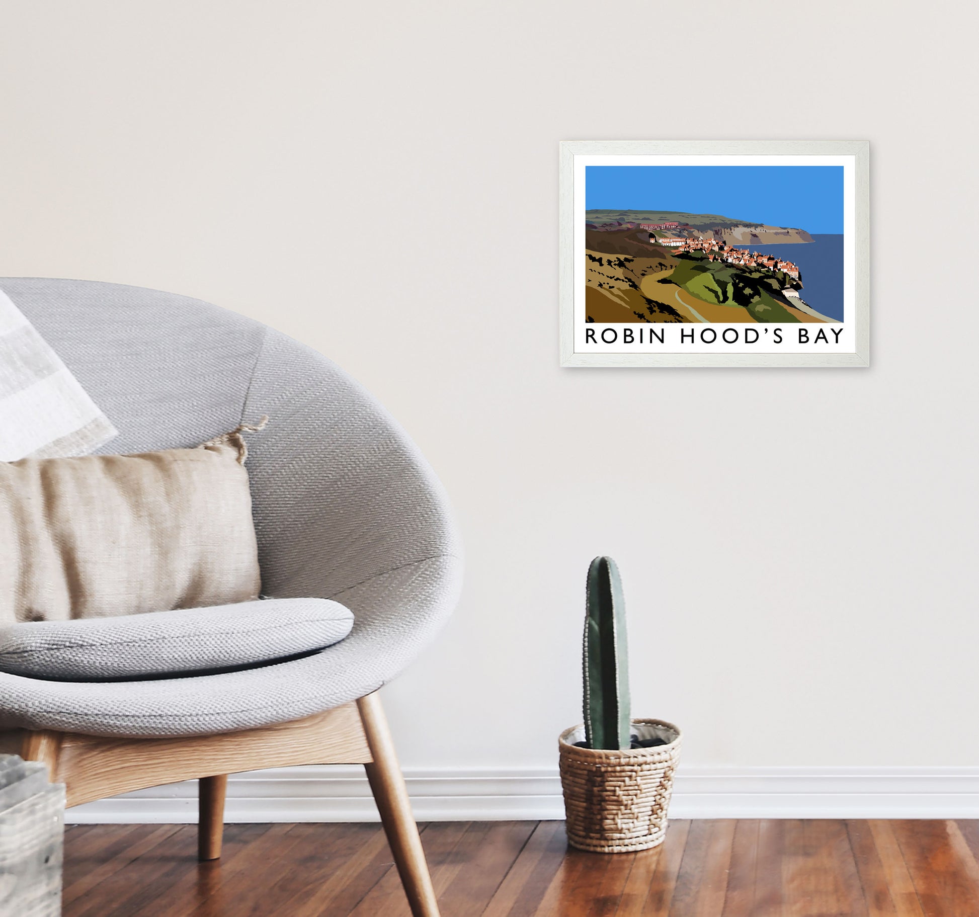 Robin Hood's Bay Art Print by Richard O'Neill A3 Oak Frame