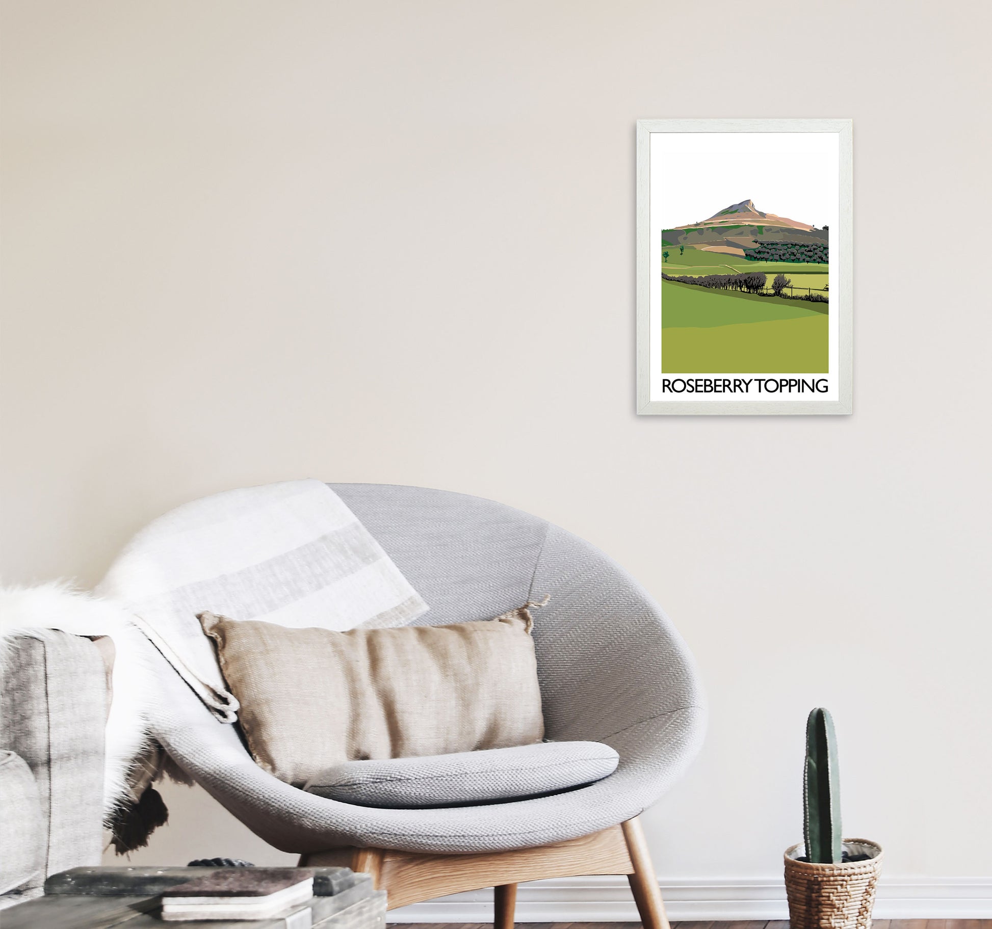 Roseberry Topping 3 Art Print by Richard O'Neill A3 Oak Frame