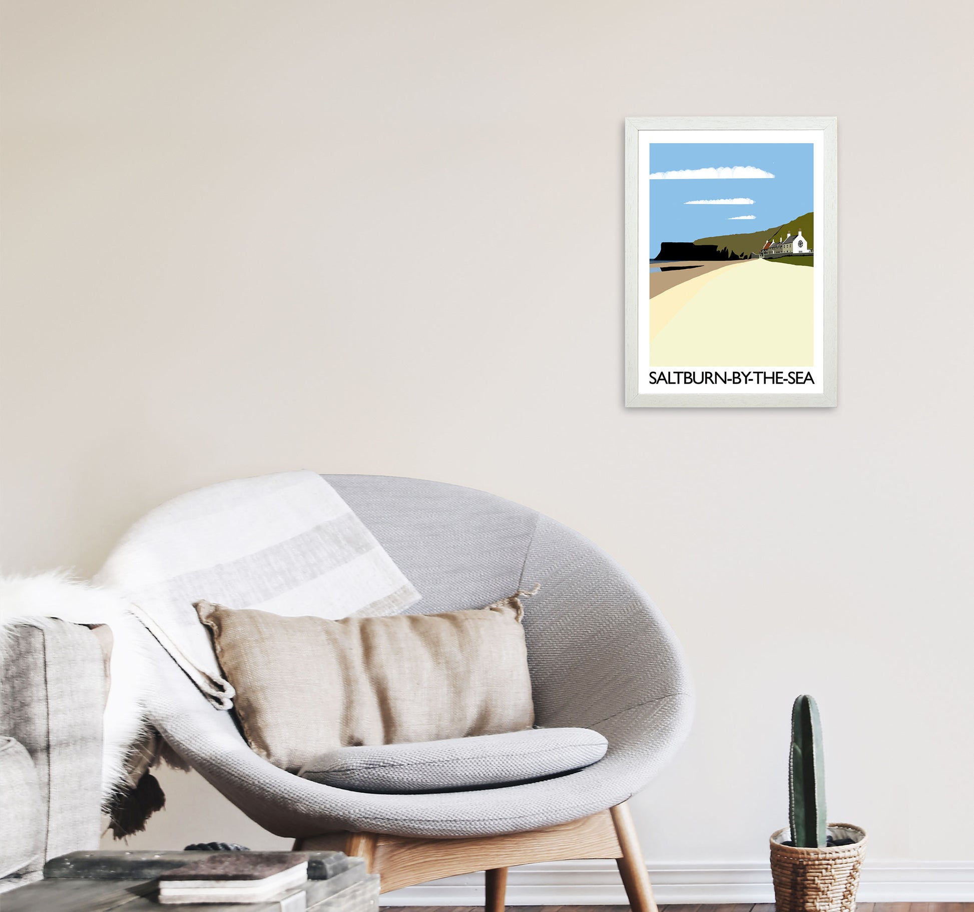 Saltburn-By-The-Sea Art Print by Richard O'Neill A3 Oak Frame