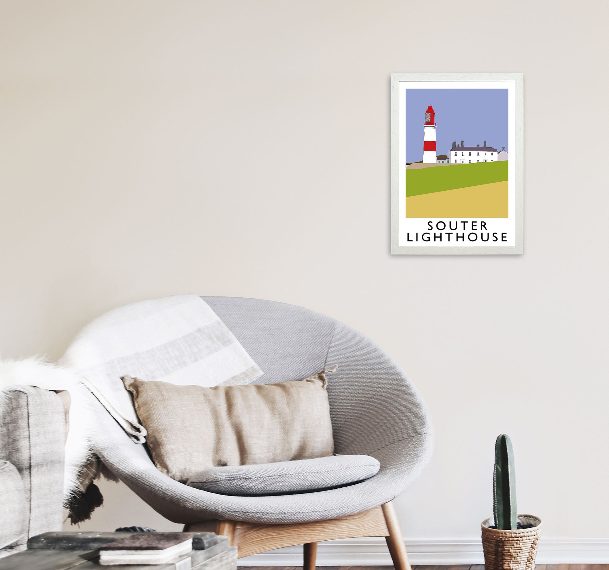 Souter Lighthouse Framed Digital Art Print by Richard O'Neill A3 Oak Frame