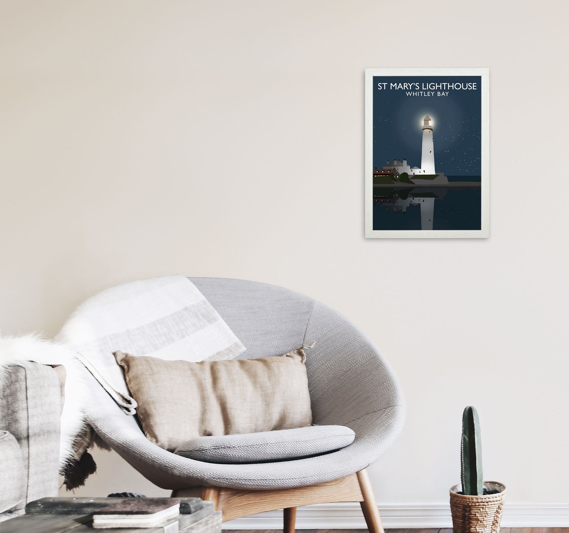 St. Mary's Lighthouse by Richard O'Neill A3 Oak Frame