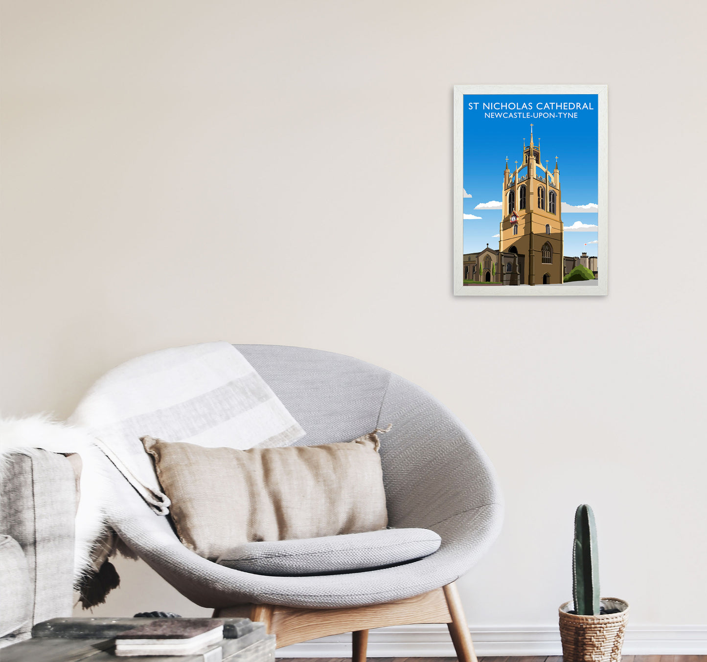 St Nicholas Cathedral Newcastle-Upon-Tyne, Art Print by Richard O'Neill A3 Oak Frame