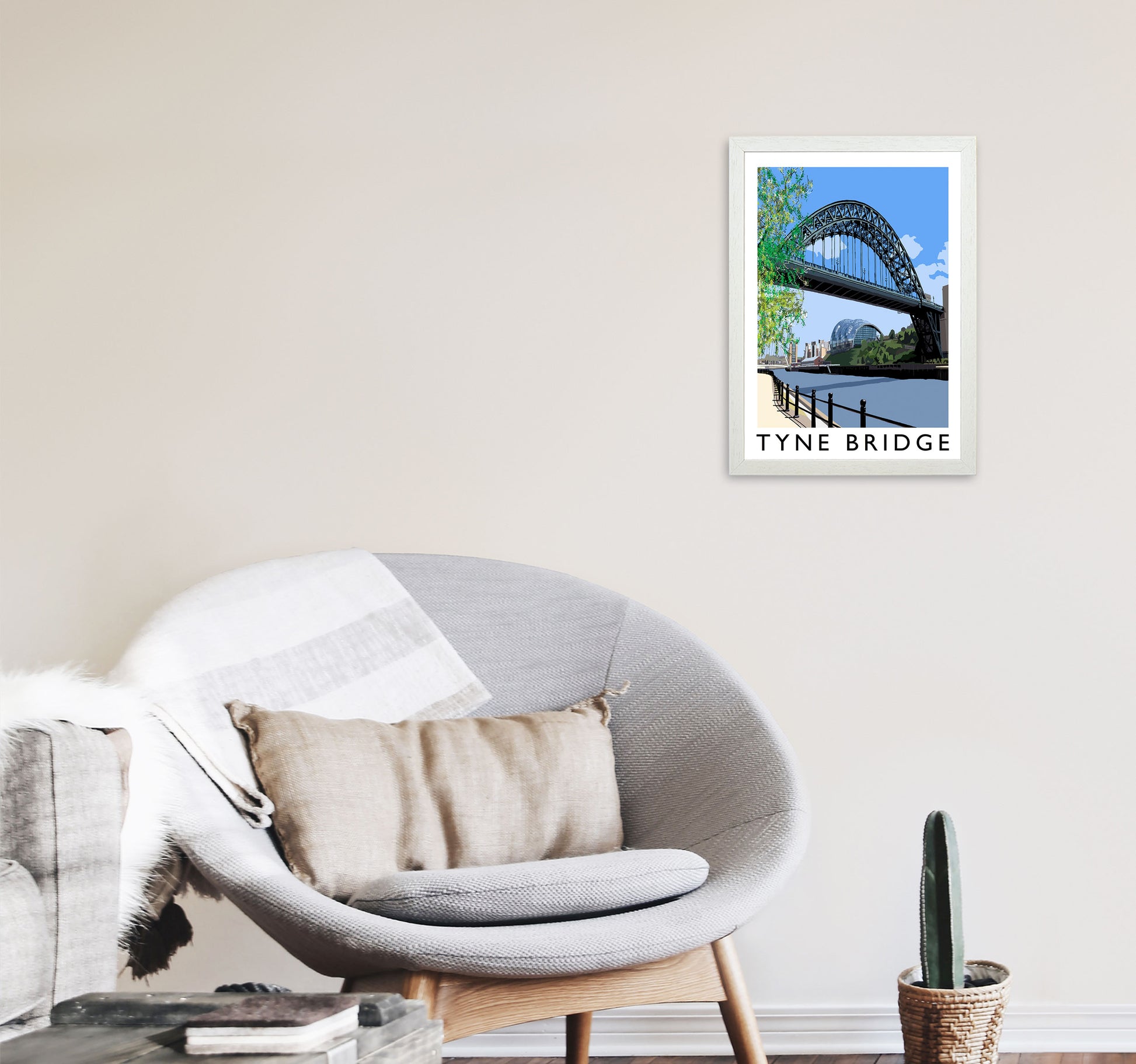 Tyne Bridge Art Print by Richard O'Neill A3 Oak Frame