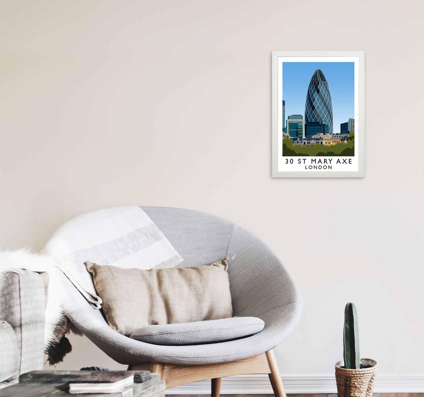 30 St Mary Axe London Travel Art Print by Richard O'Neill A3 Oak Frame