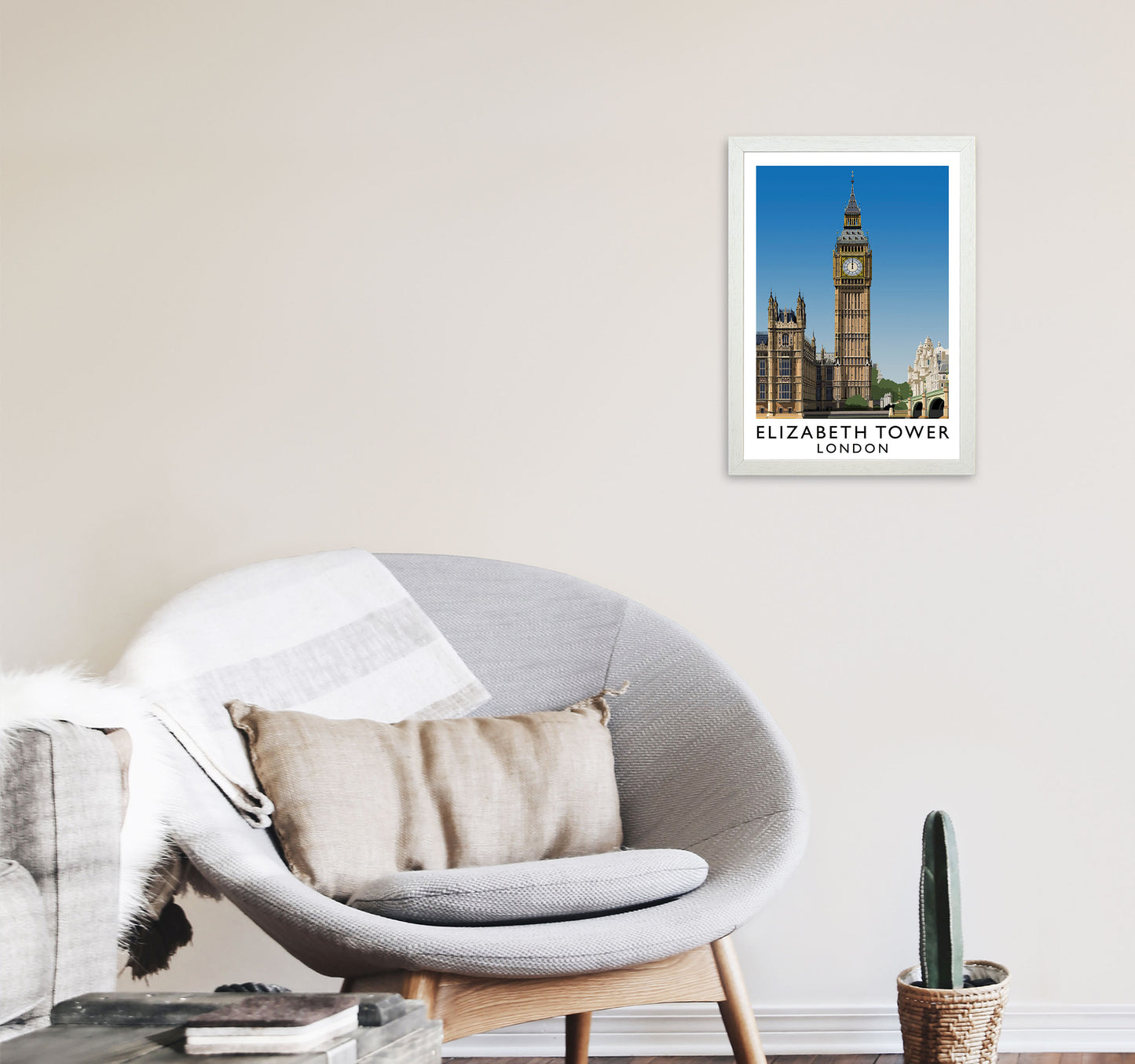 Elizabeth Tower by Richard O'Neill A3 Oak Frame