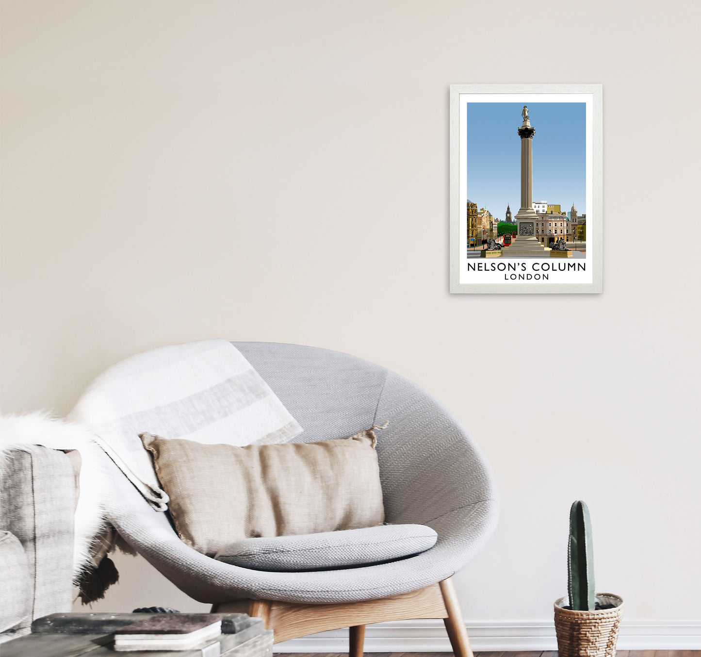 Nelson's Column London Art Print by Richard O'Neill A3 Oak Frame