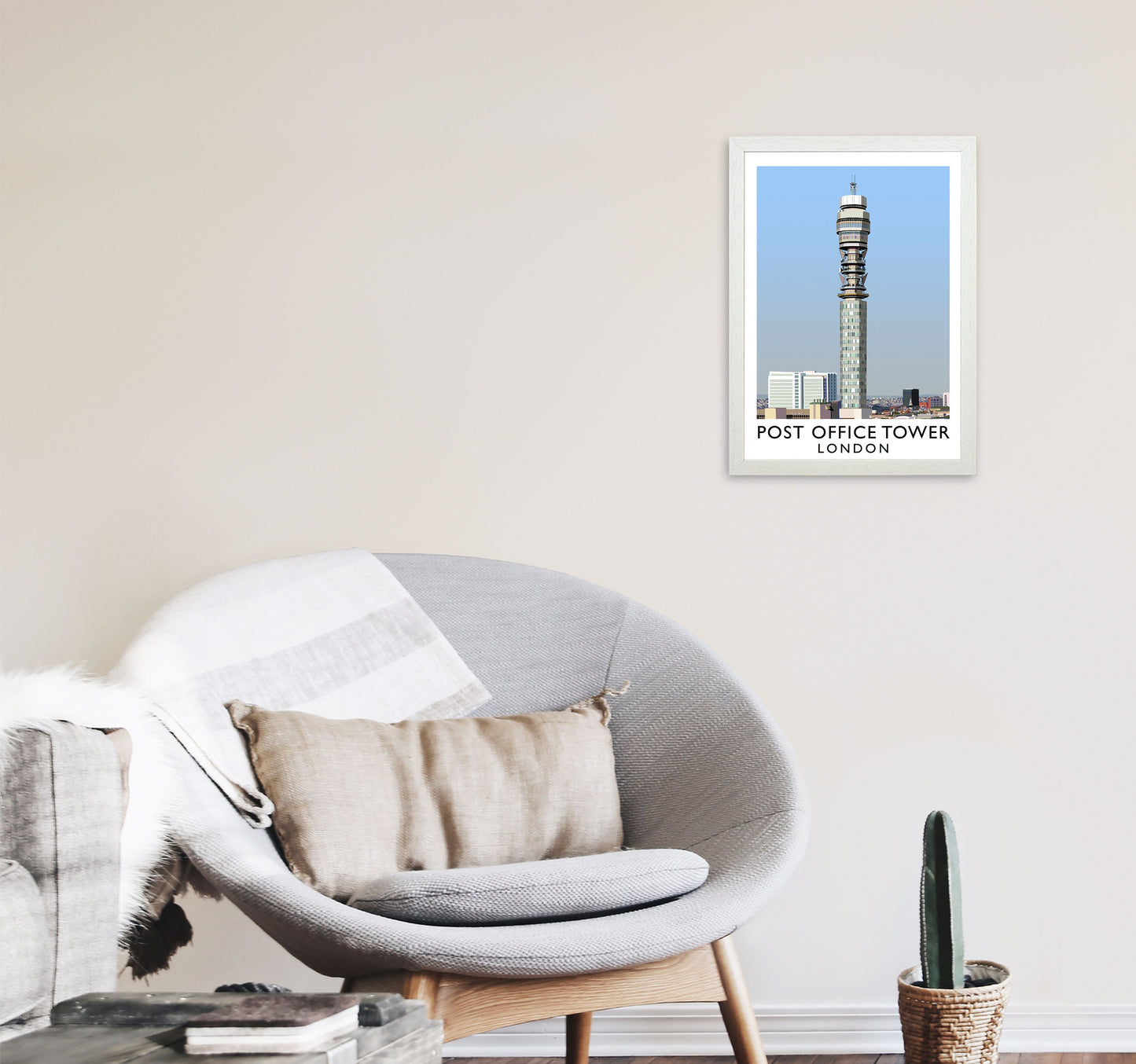 Post Office Tower London Art Print by Richard O'Neill A3 Oak Frame