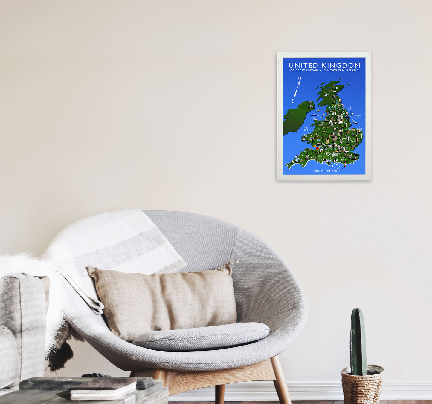 United Kingdom Art Print by Richard O'Neill A3 Oak Frame