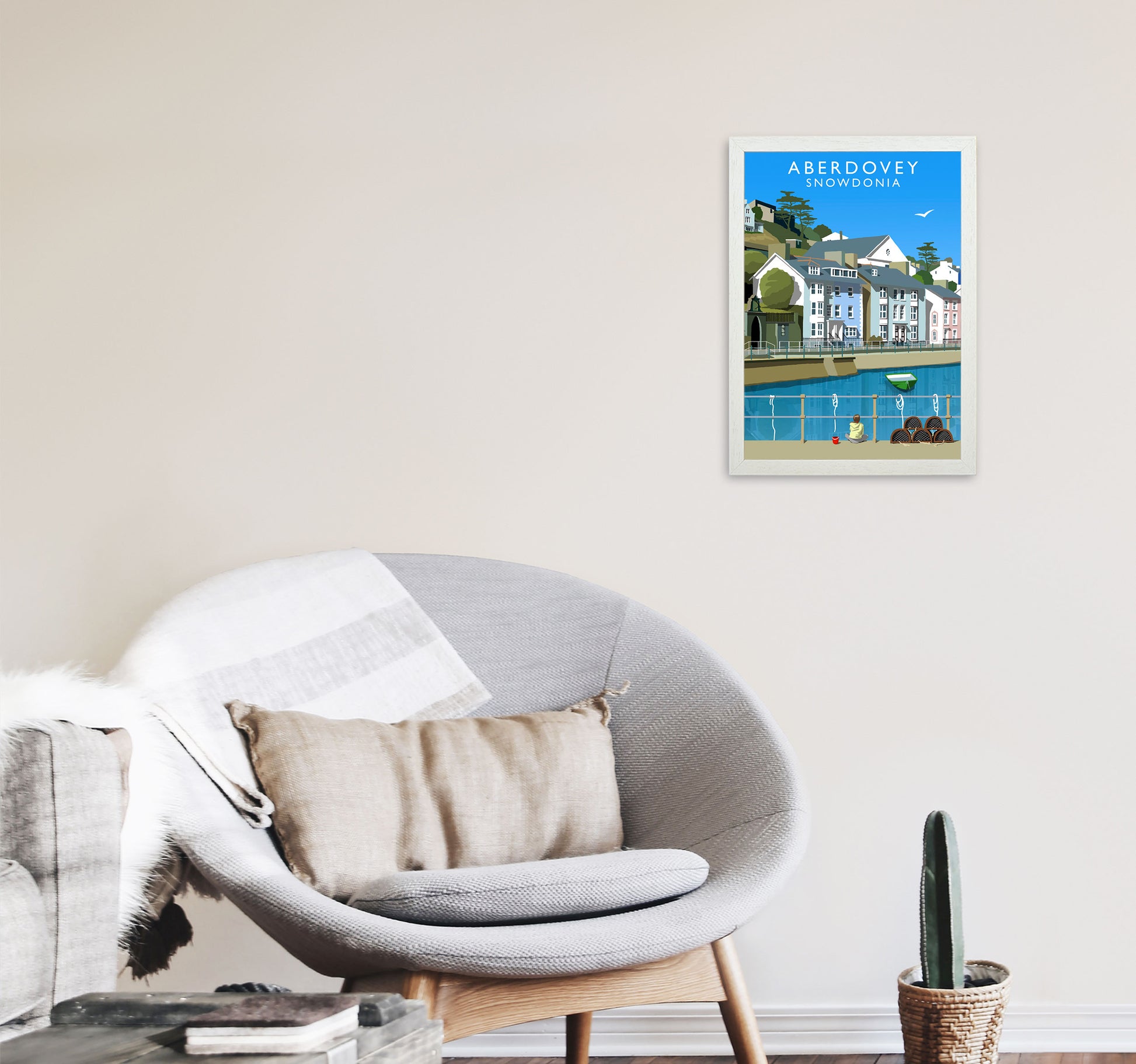 Aberdovey Snowdonia Art Print by Richard O'Neill A3 Oak Frame