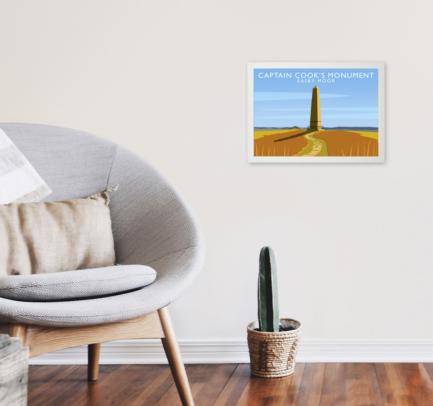 Captain Cooks Monument (Landscape) by Richard O'Neill A3 Oak Frame