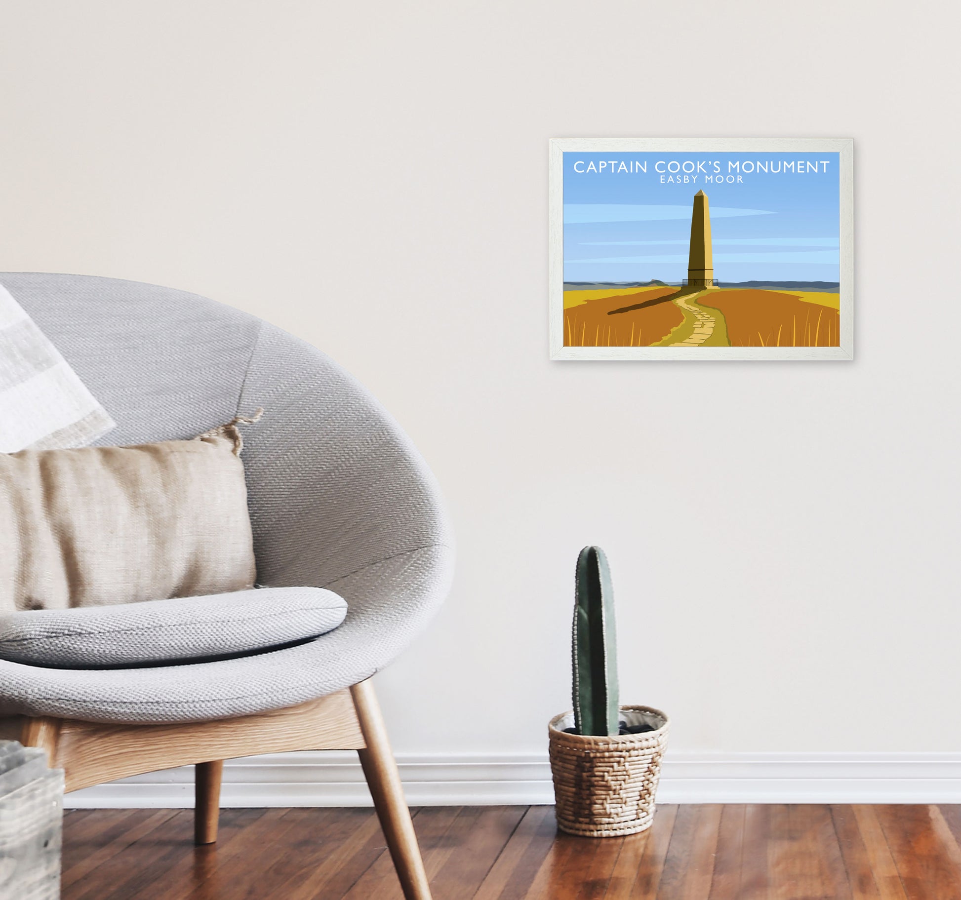 Captain Cooks Monument (Landscape) by Richard O'Neill A3 Oak Frame