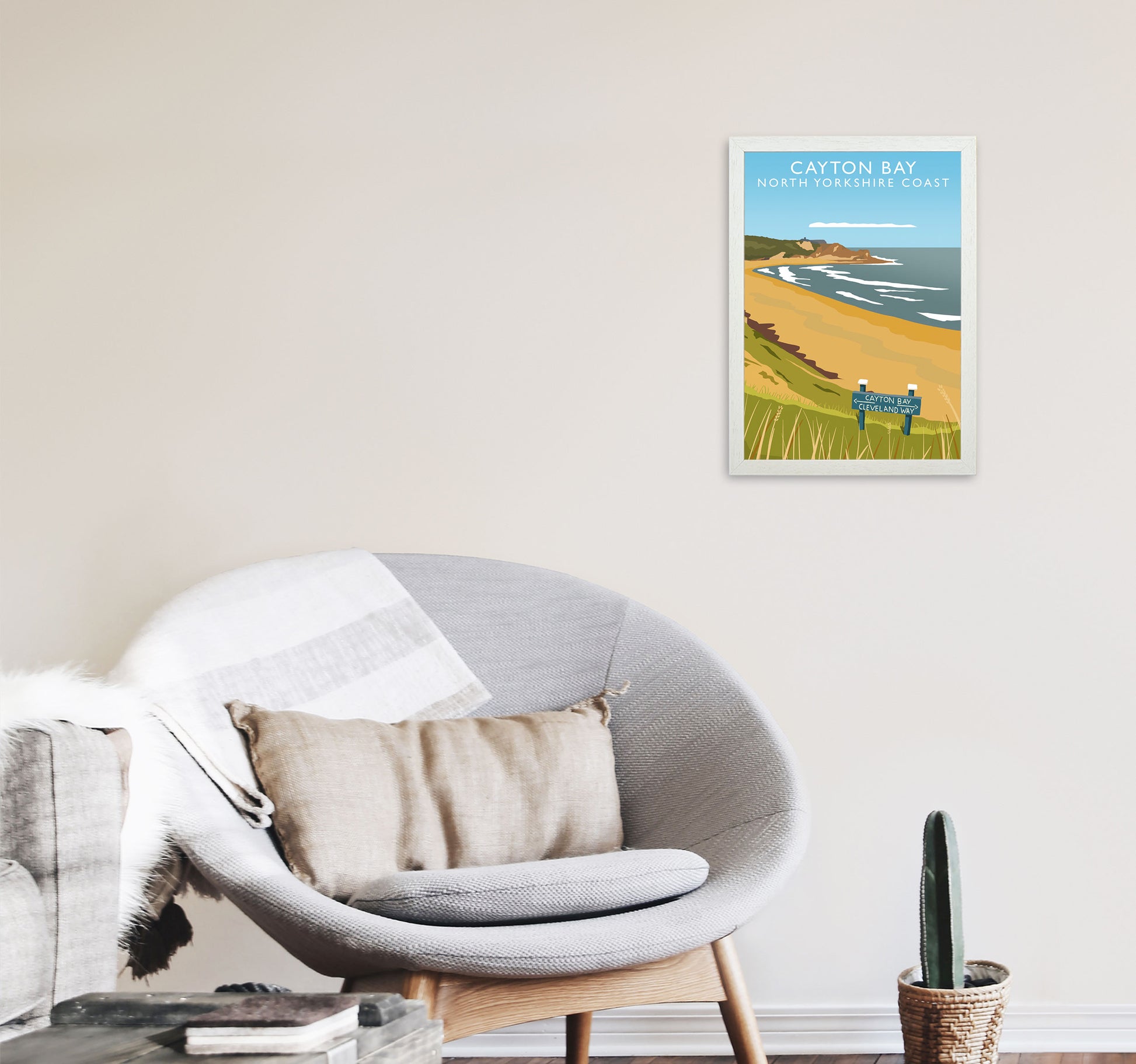 Cayton Bay North Yorkshire Coast Portrait Framed Digital Art Print by Richard O'Neill A3 Oak Frame