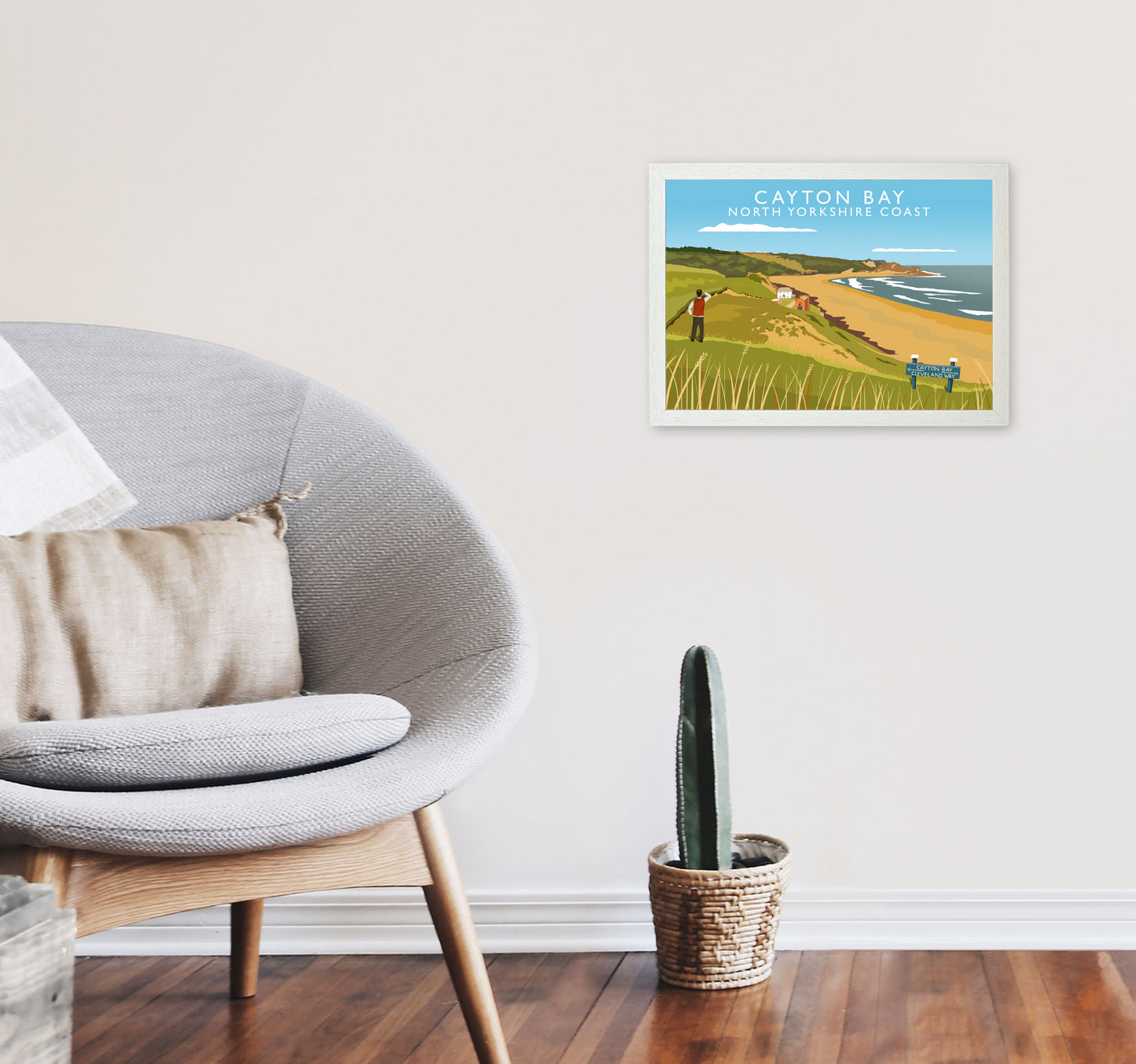 Cayton Bay North Yorkshire Coast Framed Digital Art Print by Richard O'Neill A3 Oak Frame