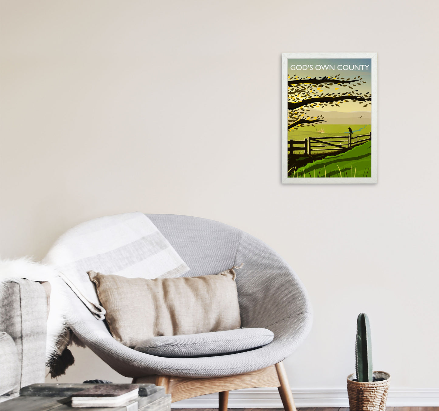 God's Own County Art Print by Richard O'Neill A3 Oak Frame