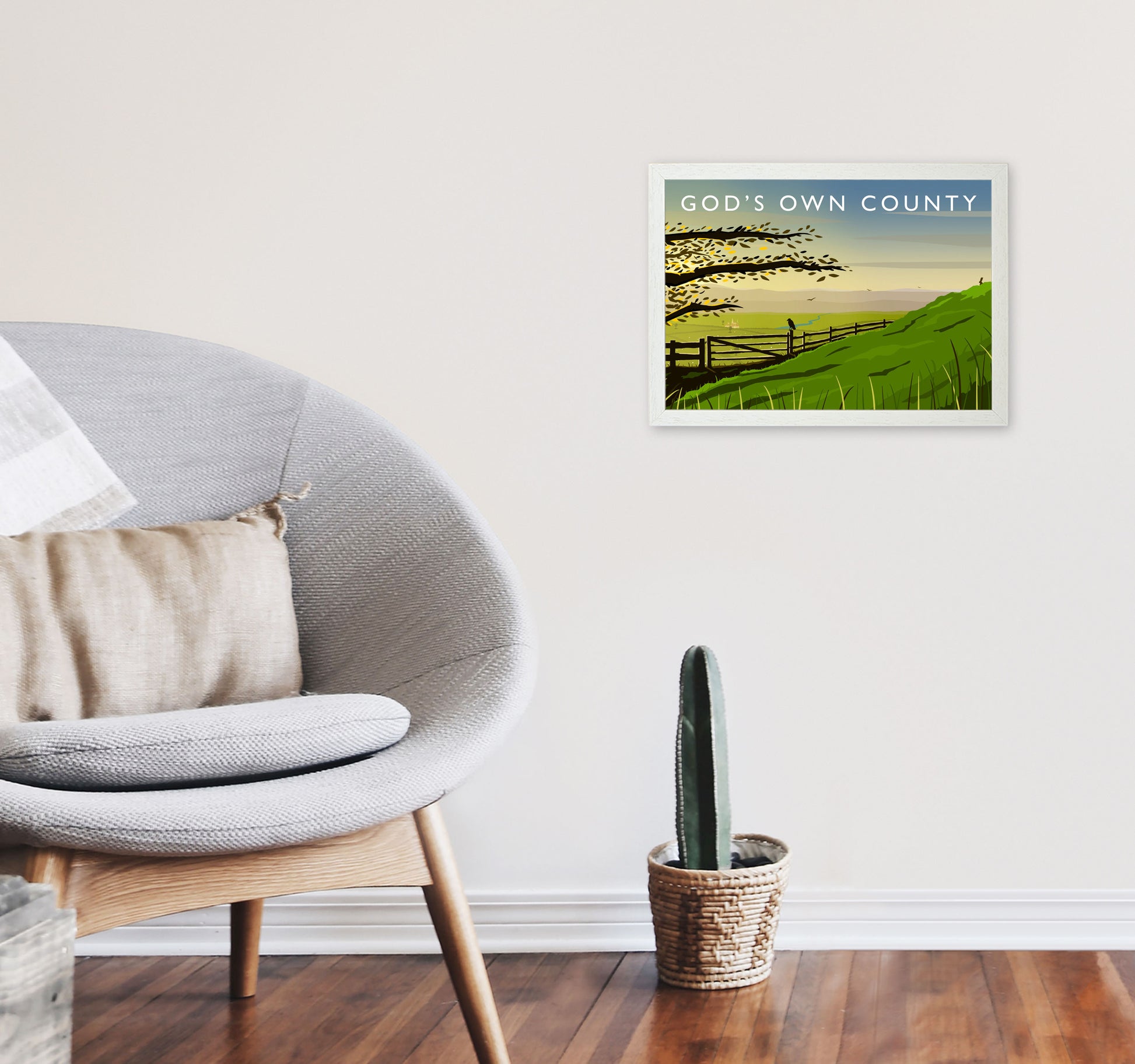 Gods Own County (Landscape) Yorkshire Art Print Poster by Richard O'Neill A3 Oak Frame