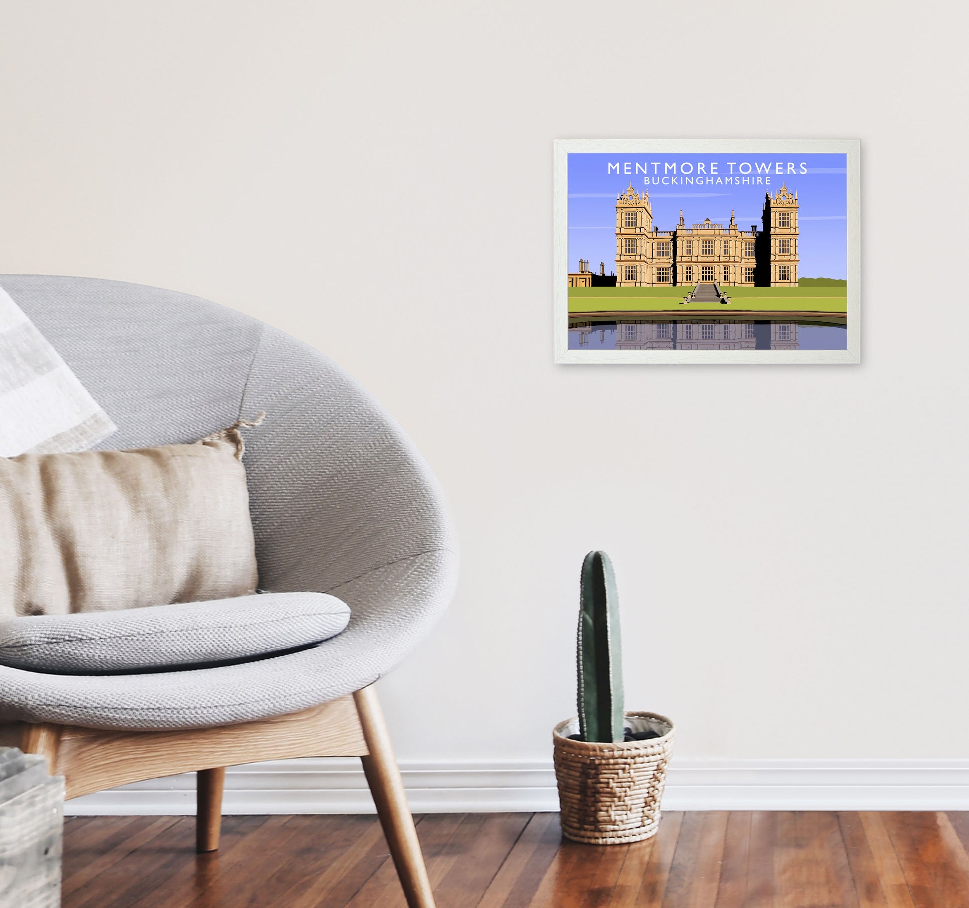 Mentmore Towers (Landscape) by Richard O'Neill A3 Oak Frame