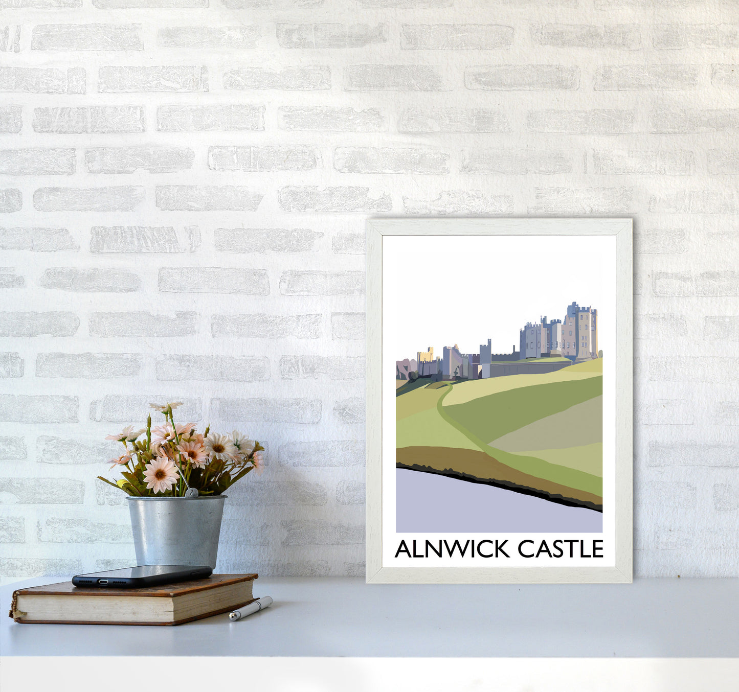 Alnwick Castle Portrait by Richard O'Neill A3 Oak Frame