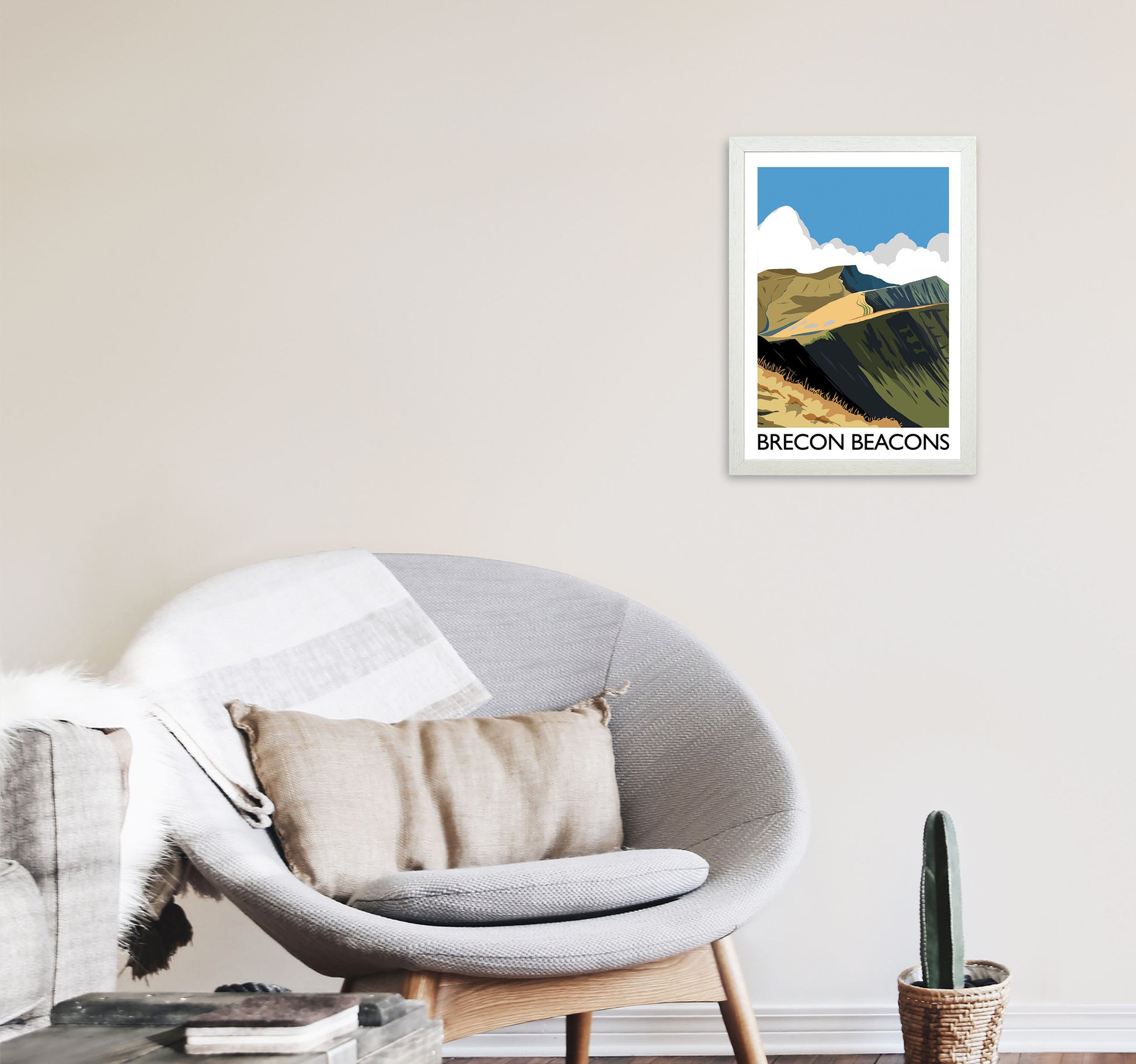 Brecon Beacons Art Print by Richard O'Neill A3 Oak Frame