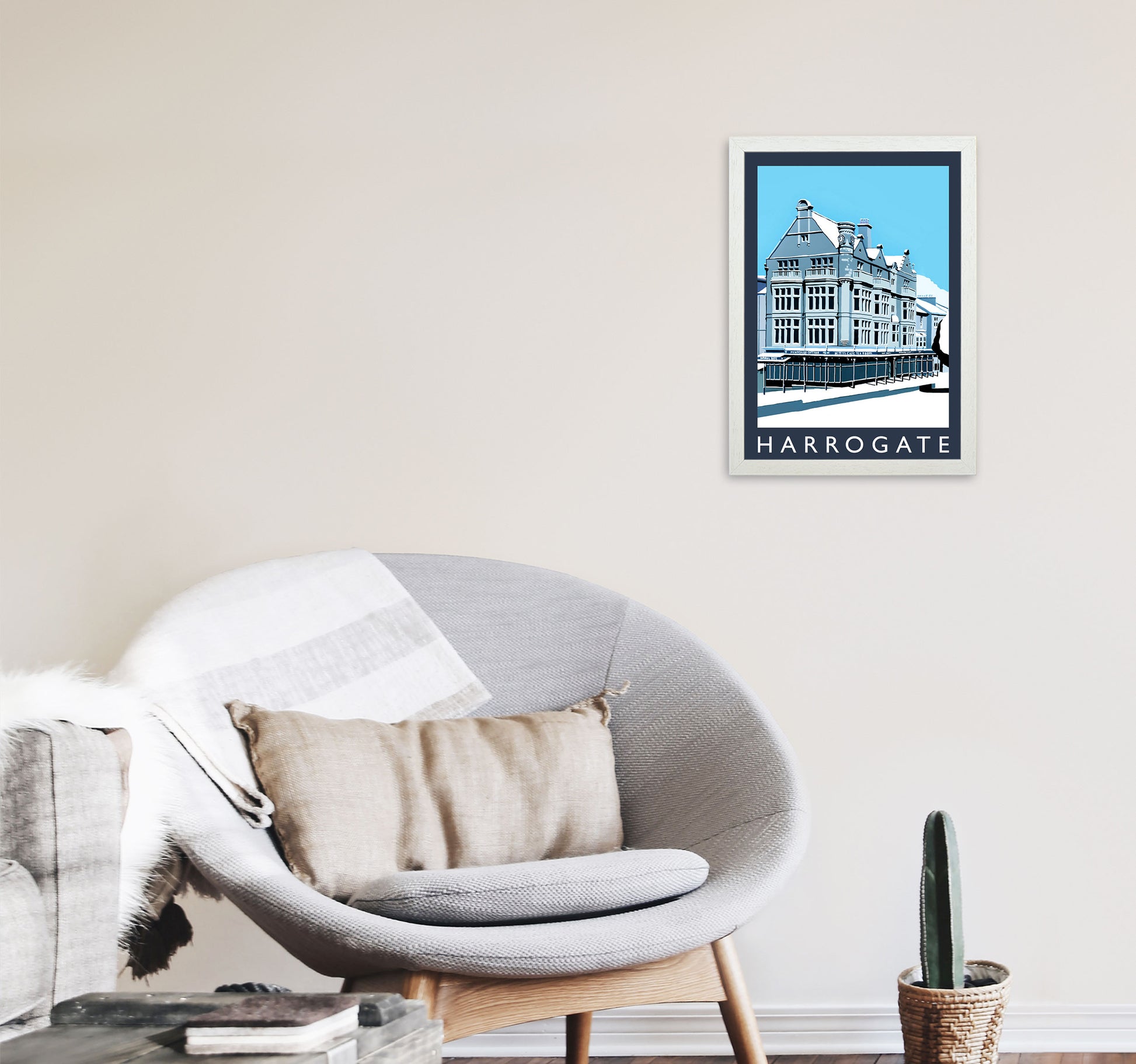 Harrogate Travel Art Print by Richard O'Neill, Framed Wall Art A3 Oak Frame