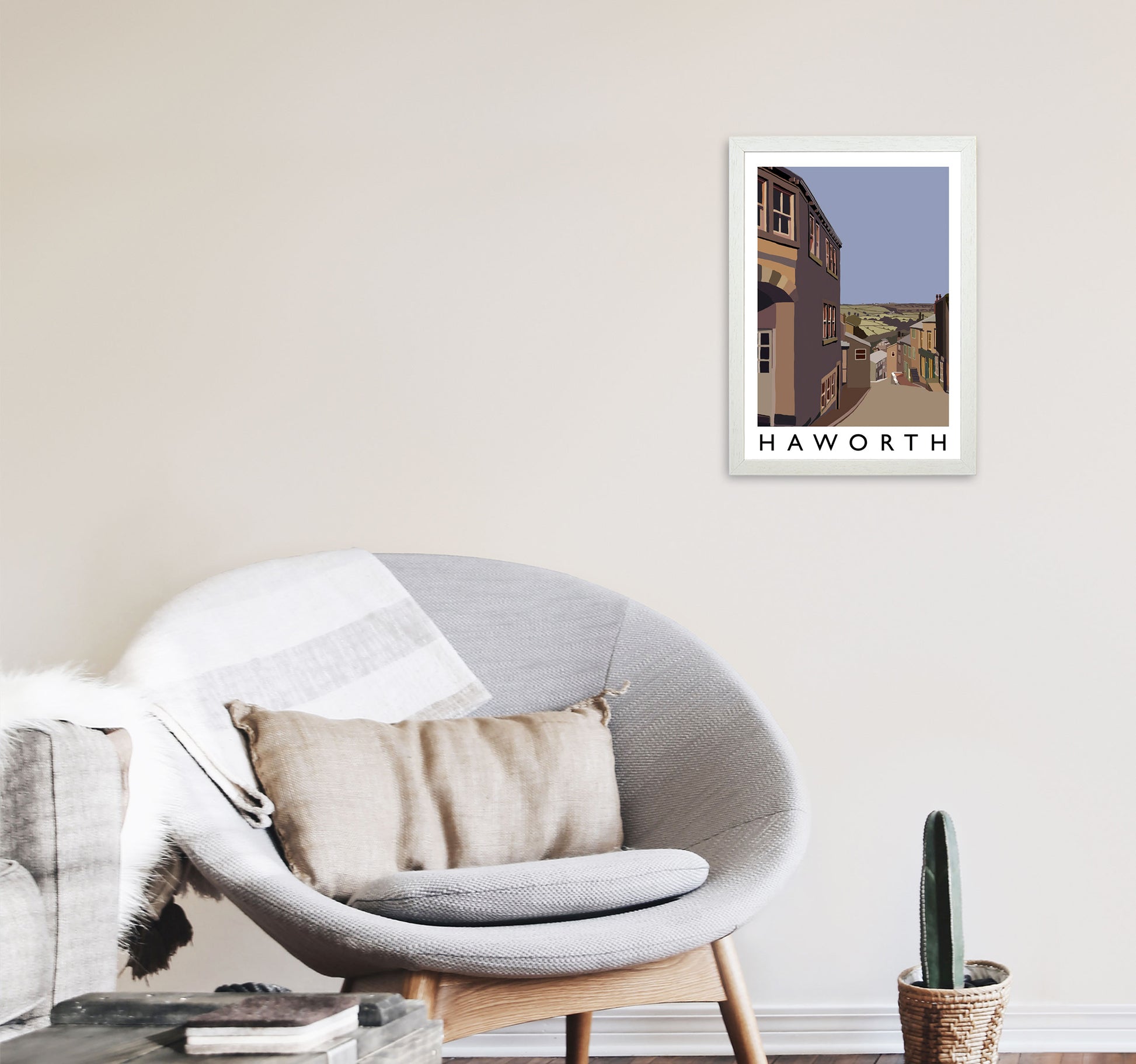 Haworth Travel Art Print by Richard O'Neill, Framed Wall Art A3 Oak Frame