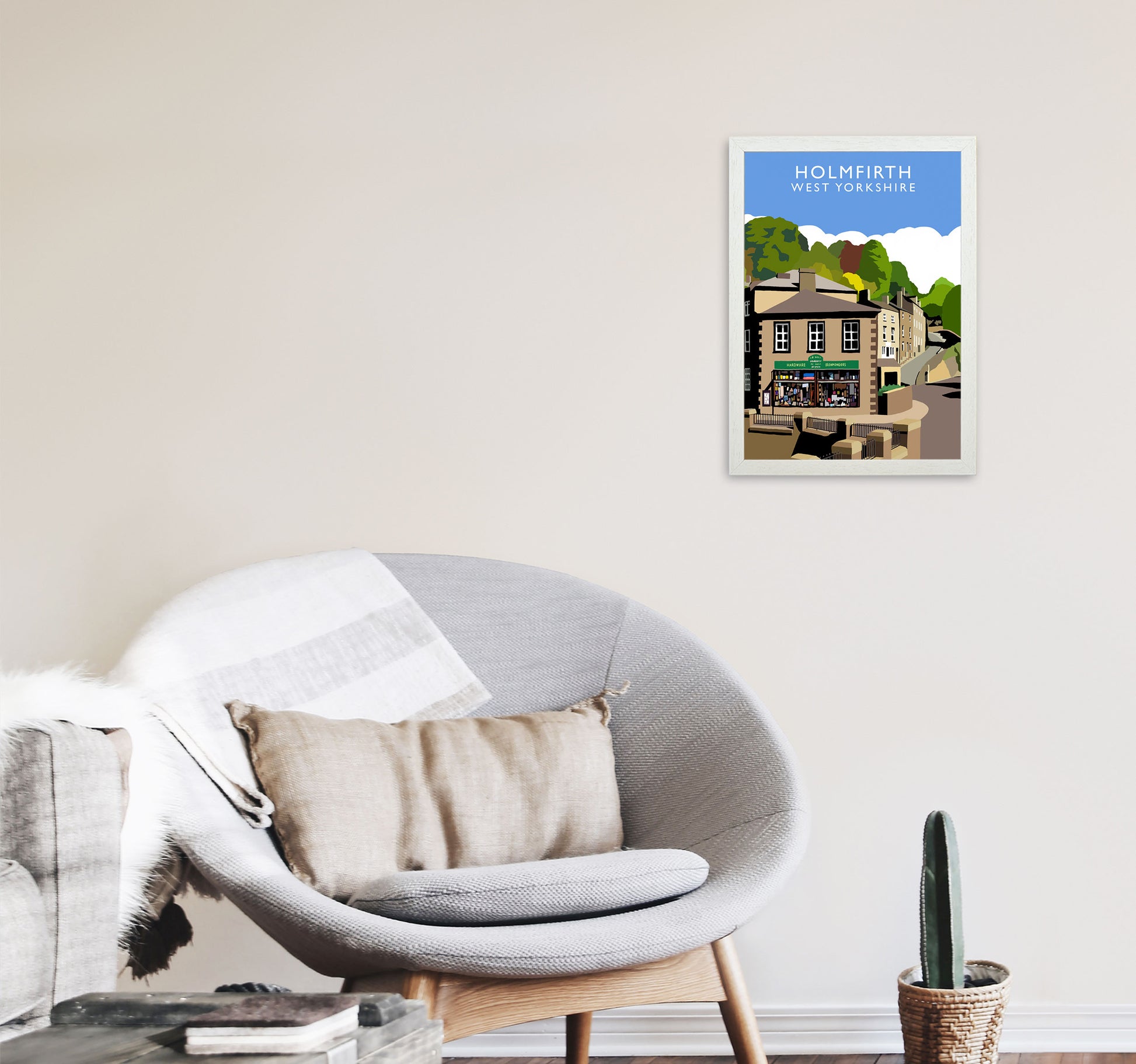 Holmfirth West Yorkshire Travel Art Print by Richard O'Neill A3 Oak Frame