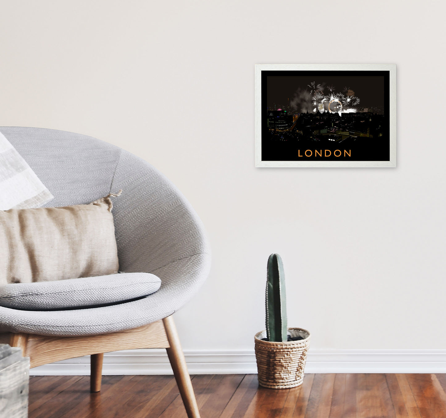 London Travel Art Print by Richard O'Neill, Framed Wall Art A3 Oak Frame