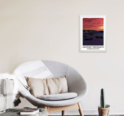 Newport Trefdraeth Pembrokeshire Portrait Travel Art Print by Richard O'Neill A3 Oak Frame