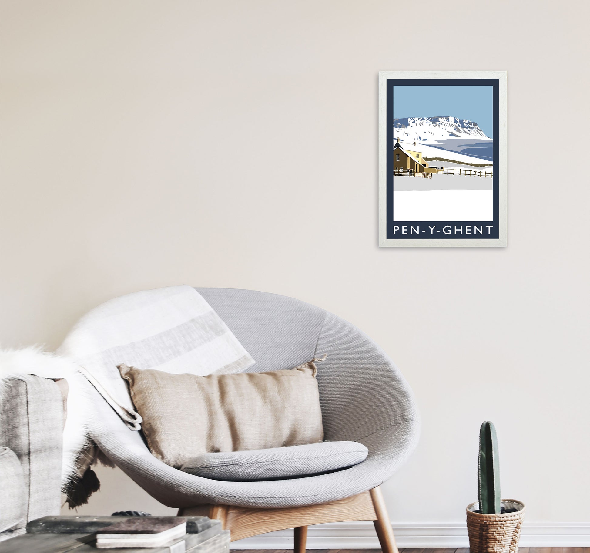 Pen-Y-Ghent Travel Art Print by Richard O'Neill, Framed Wall Art A3 Oak Frame